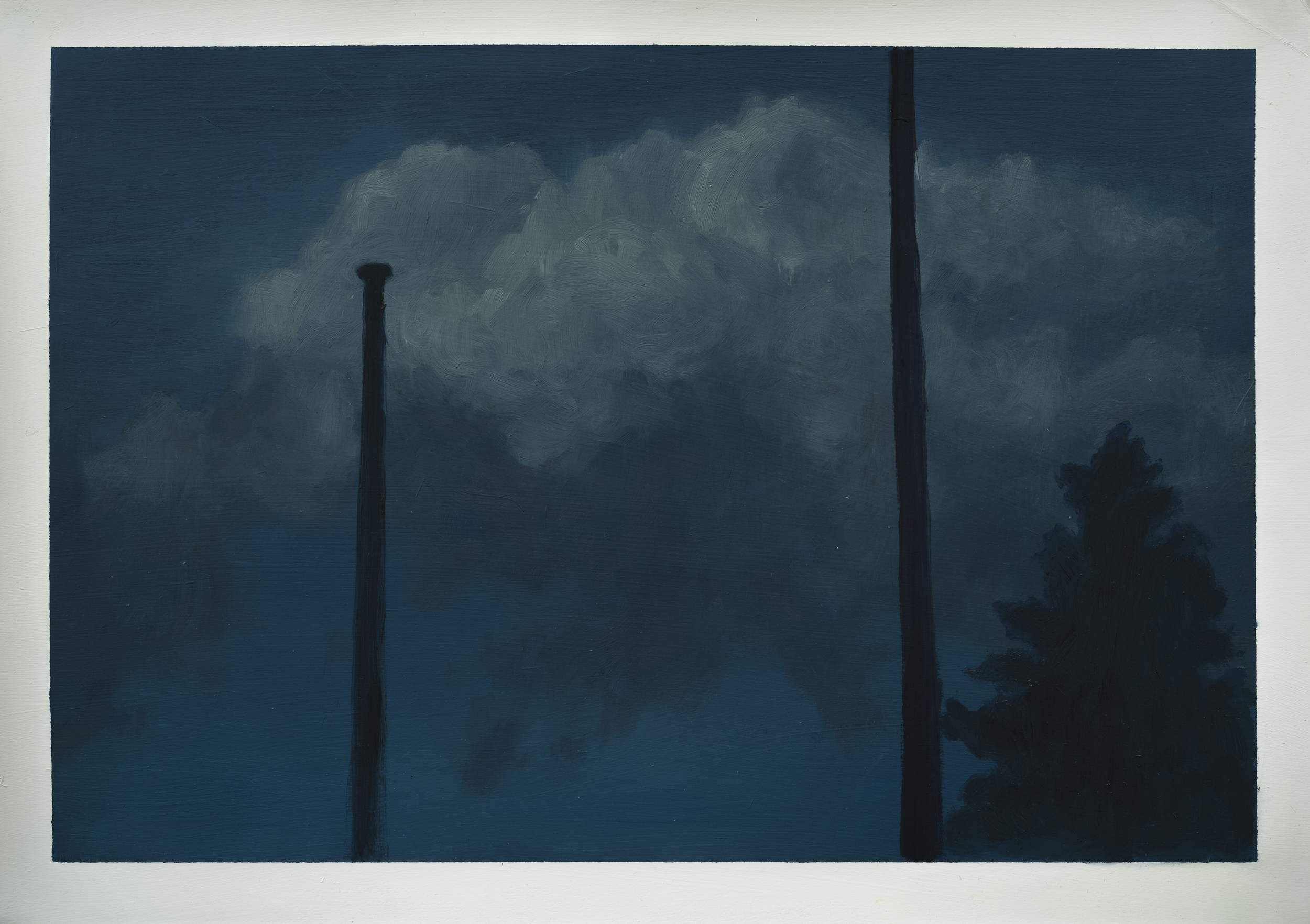 "February clouds and poles" - Oil On Paper - 26cm x 38cm