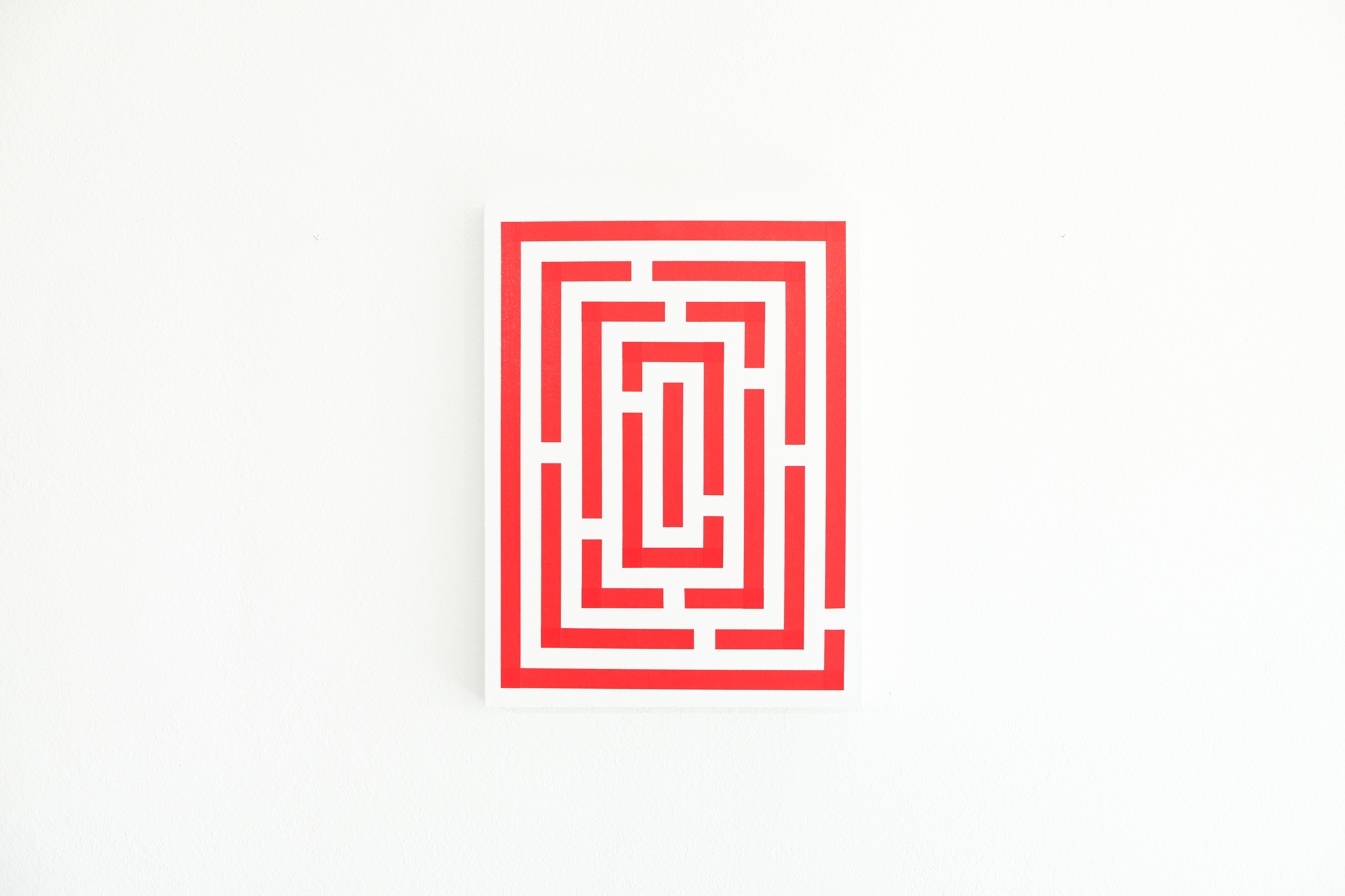 Maze 01, 2019, Tape and acyrlic on canvas, 24 x 18 in