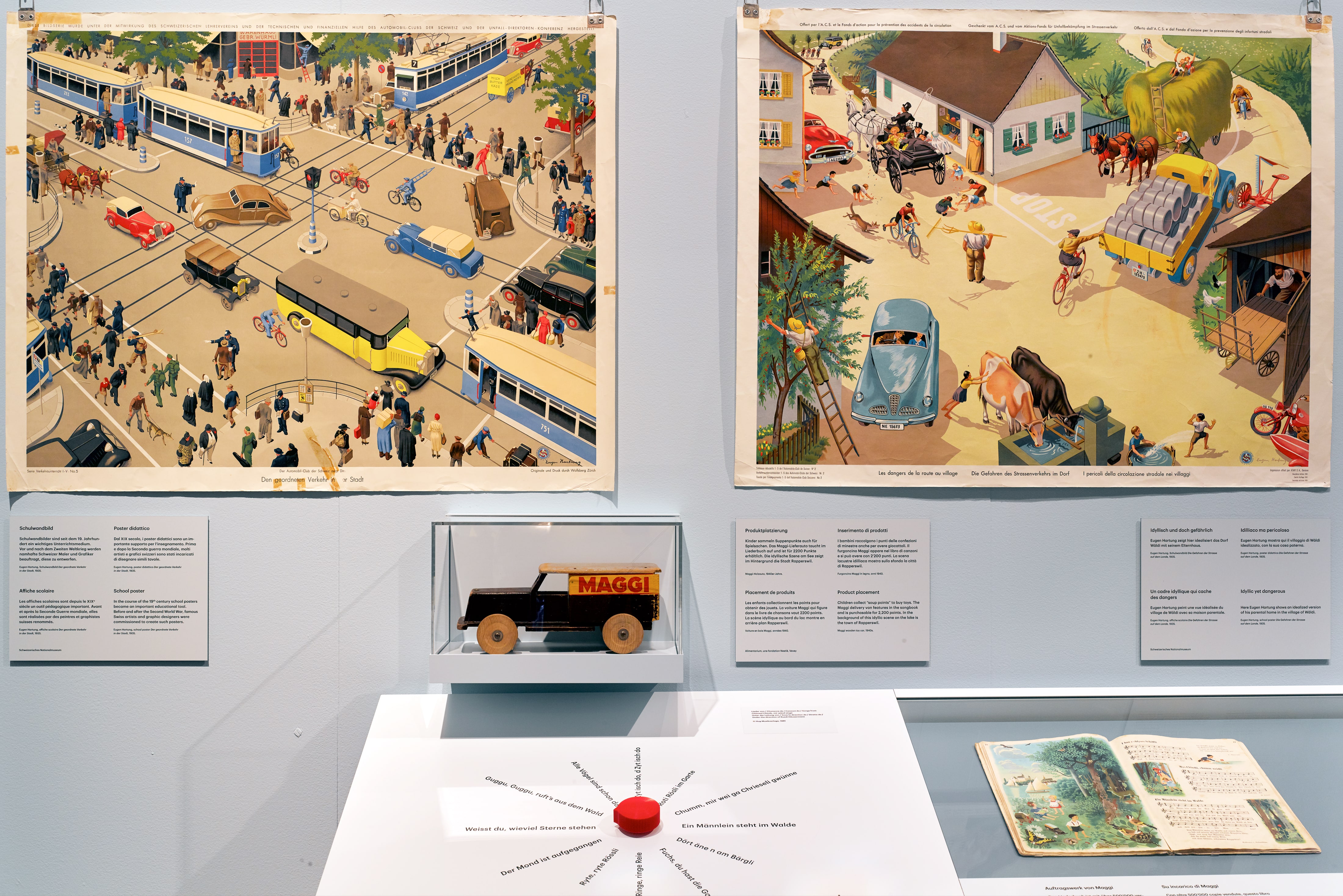 Joggeli, Pitschi und Globi – Schweizer Bilderbücher 1900–1967, Ausstellungsgrafik für das Schweizerische Nationalmuseum Zürich (Szenografie: ateliergillmann+co), 2018