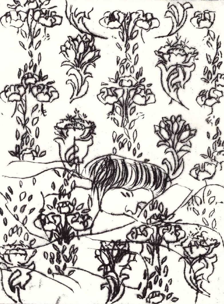 Le sommeil,2016,gravure pointe sèche,21x15cm