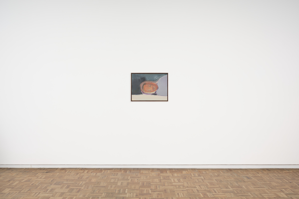 Gregory Olympio, Visage, couché orange (2025) | Acrylic on canvas, 48.5 x 63 x 5 cm