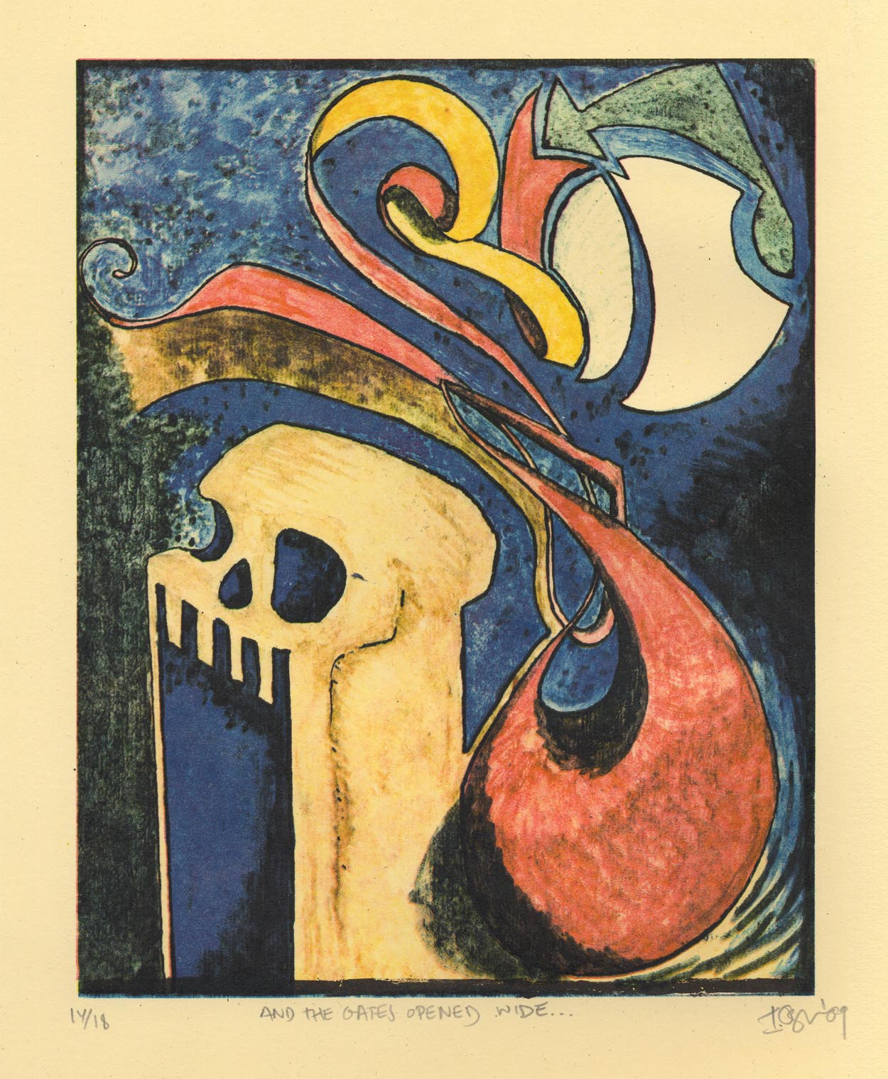 "And the Gates Opened Wide..." 2009; 4 Color Lithograph, Edition of 18