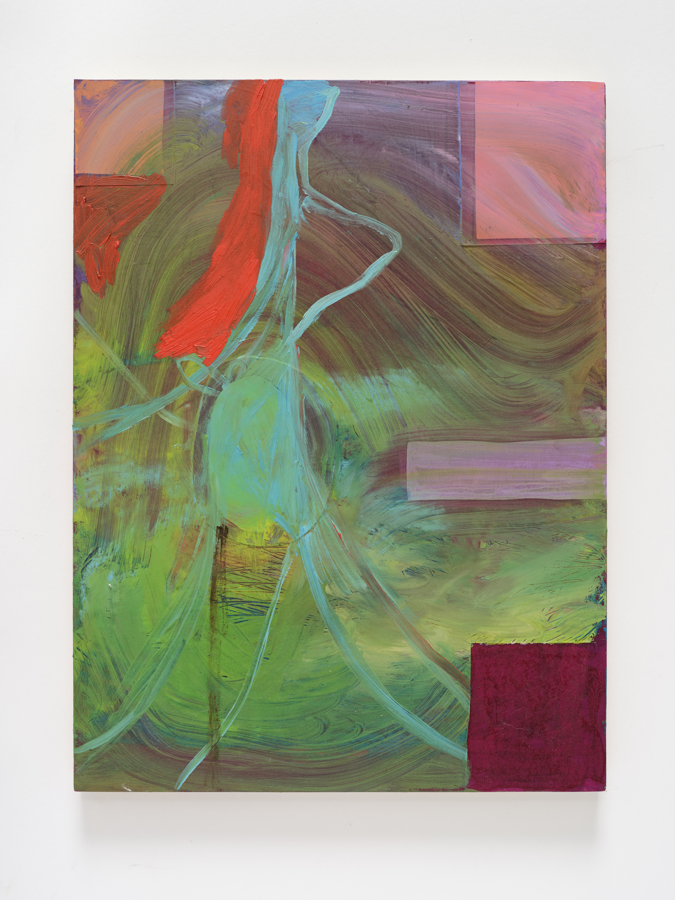 Walking Woman, 12 x 16", oil and paper on wood panel, 2024