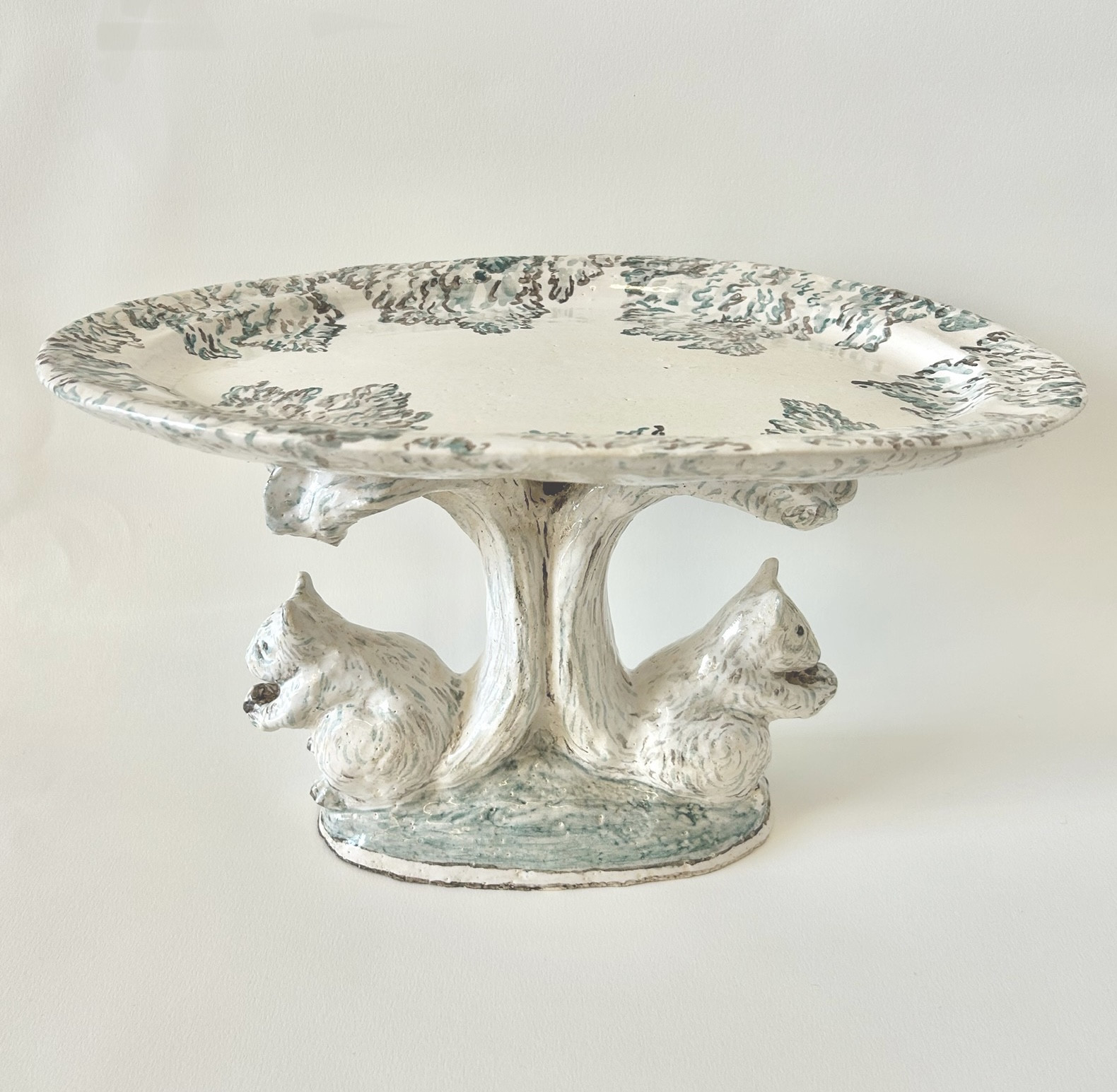 plate with squerrels (view 2), glazed stoneware