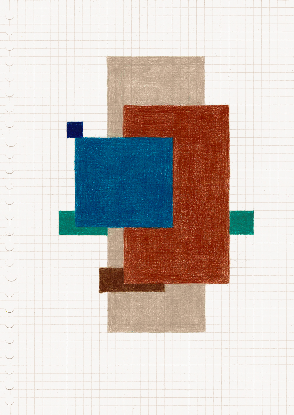 Untitled (5mm squares), 2022, Coloured pencil on graph paper, 25.5 x 18 cm