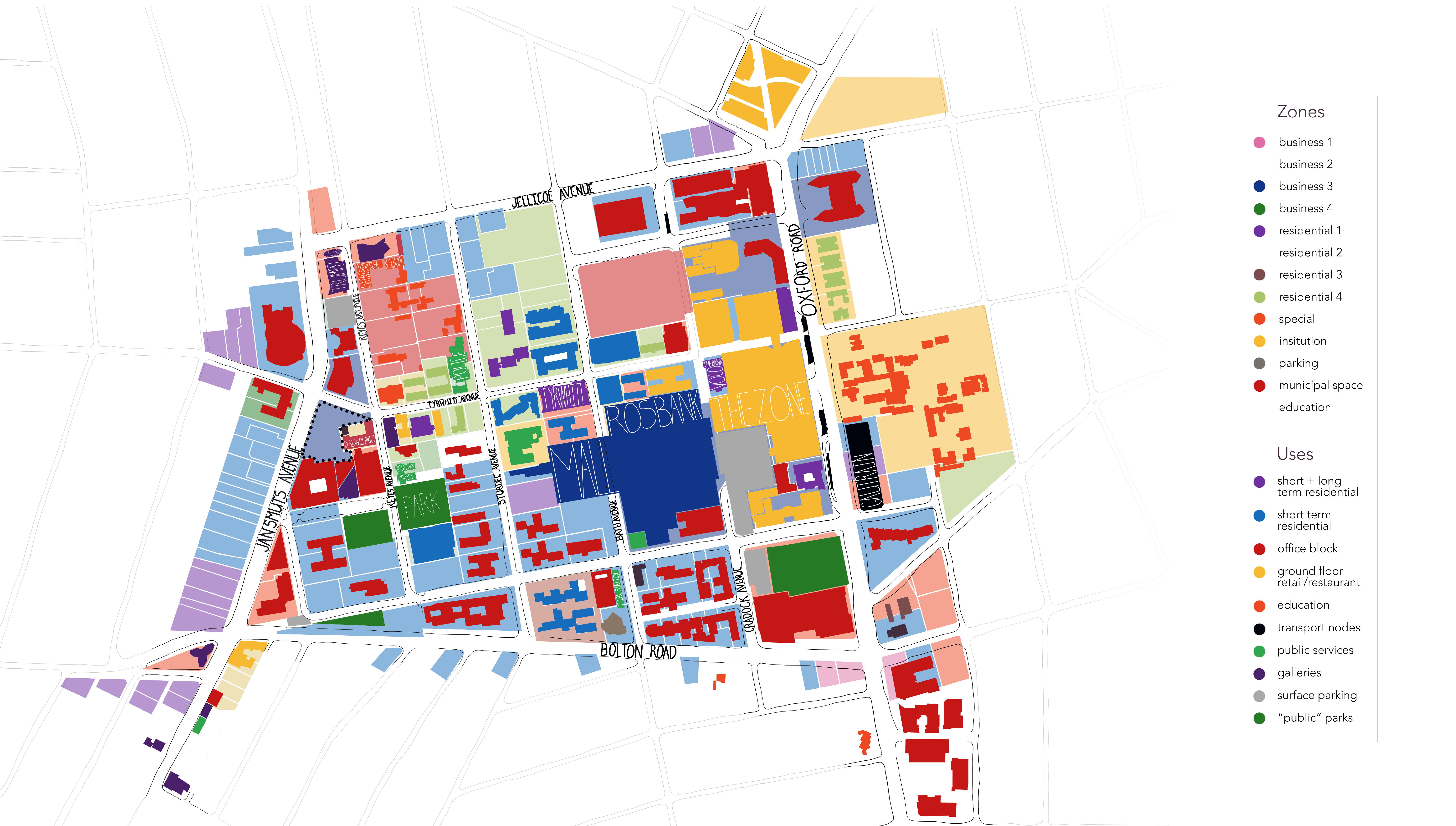 Rosebank Zone and Use Map. Bailey,C. Unit 17. 2022
