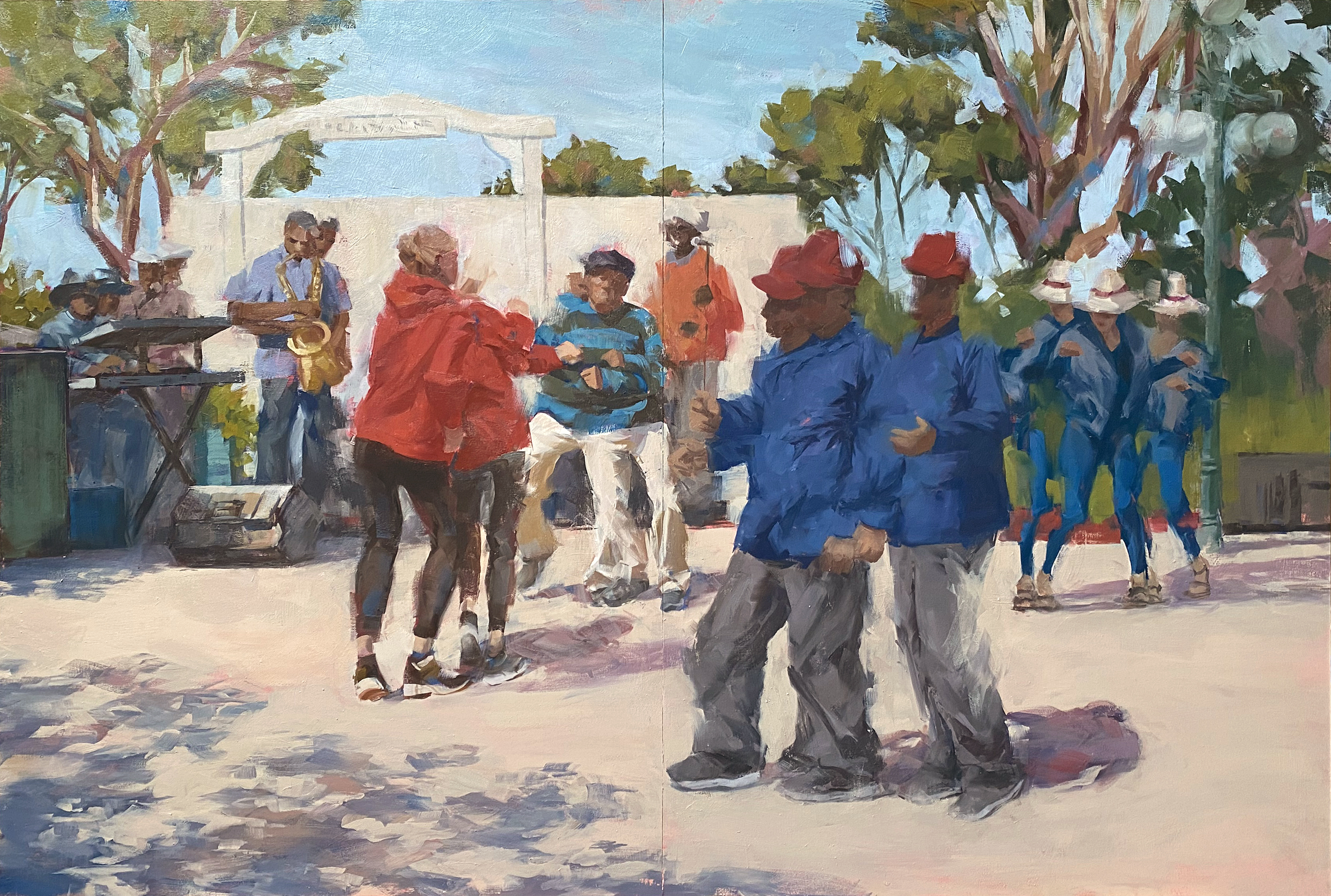 are we human or are we dancer // le moment, encore, 202580 x 120 cm oil on MDF