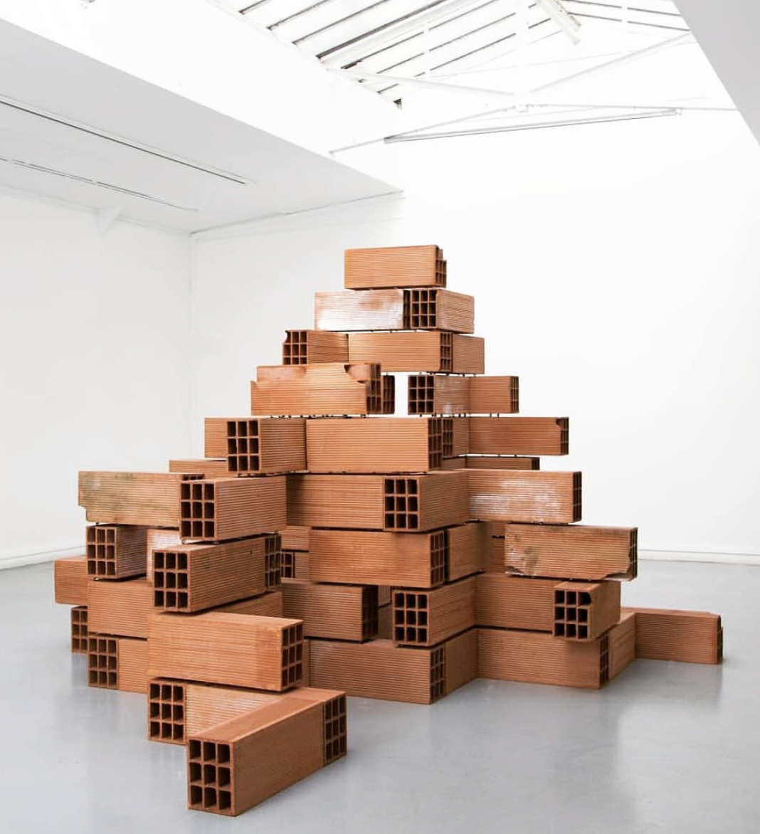 Julia Gault, Terracotta bricks and glass marbles, 2017