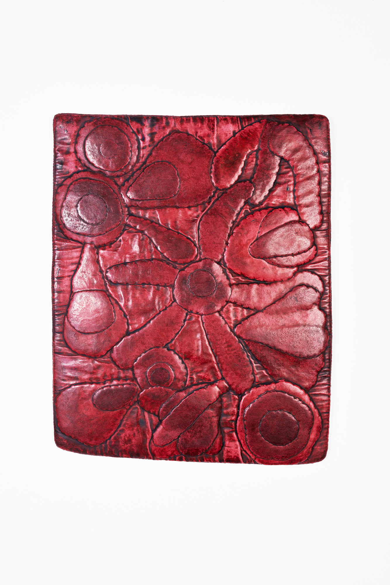  ’Vanitas’ (Red Flowers) , 2025. Oil and wax on silk and felt. 35 x 28 cm