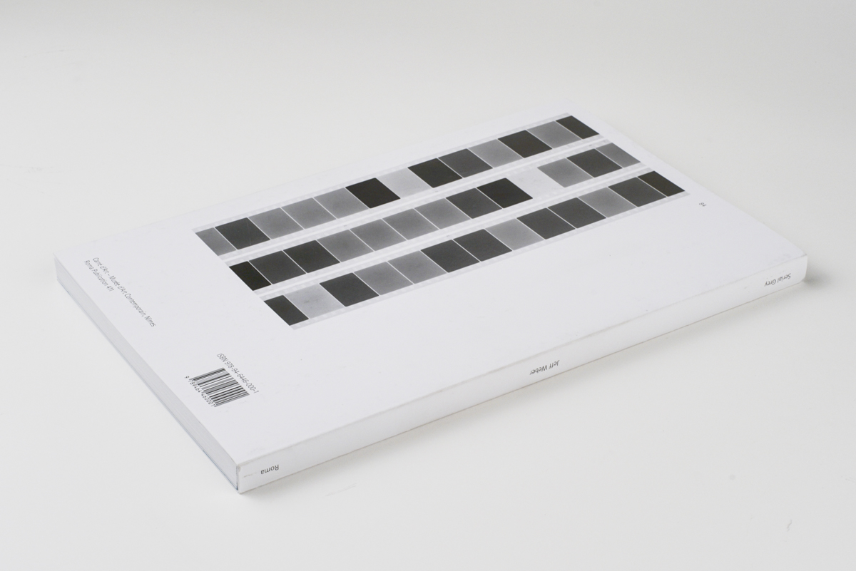 Back photo of the Serial Grey publication, catalogue of the Serial Grey exhibition at Carre d'Art, Muse d'Art Contemporain Nimes, Roma Publication 411