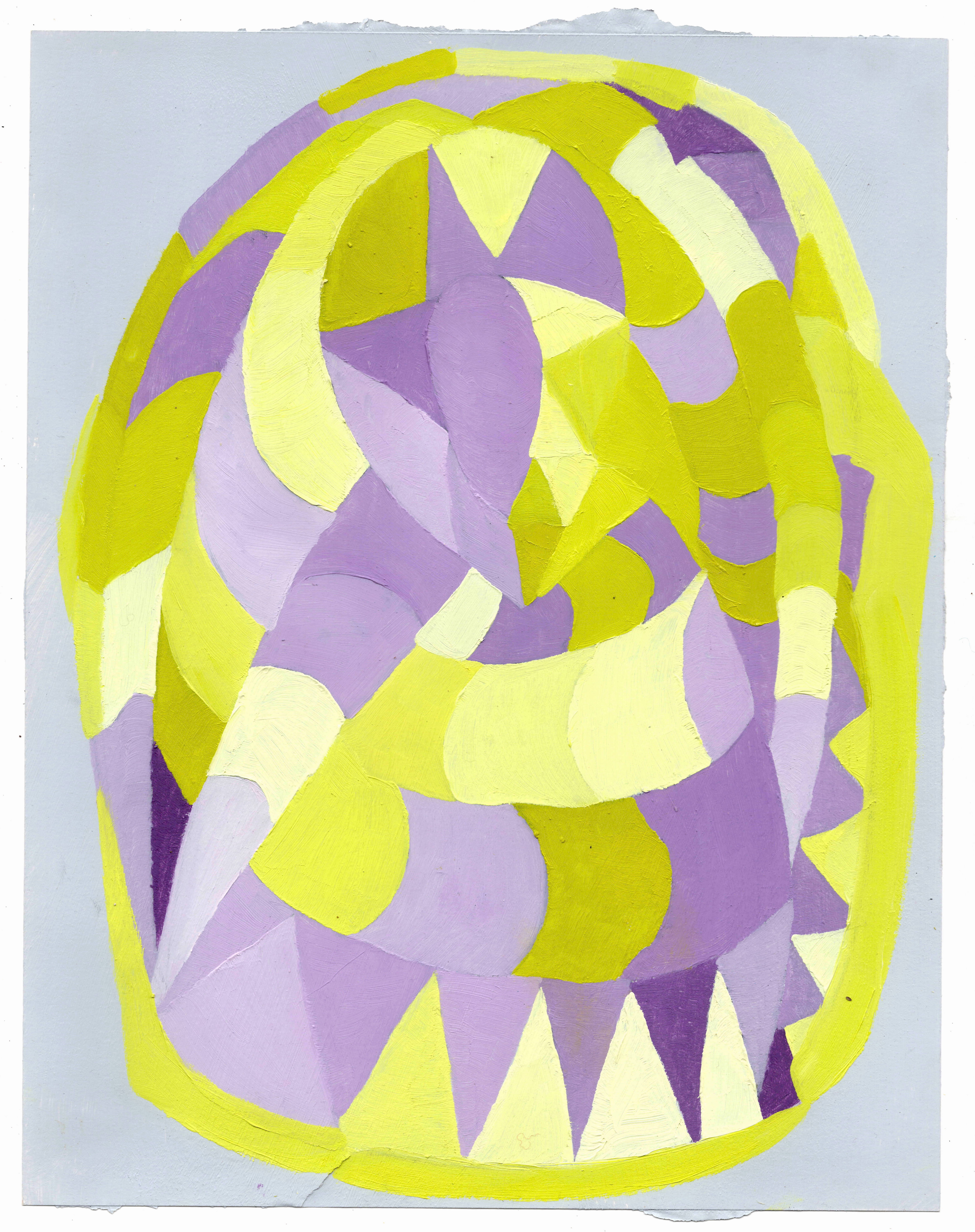 (citron & lavender), oil paint on paper, 16"h x 14"w