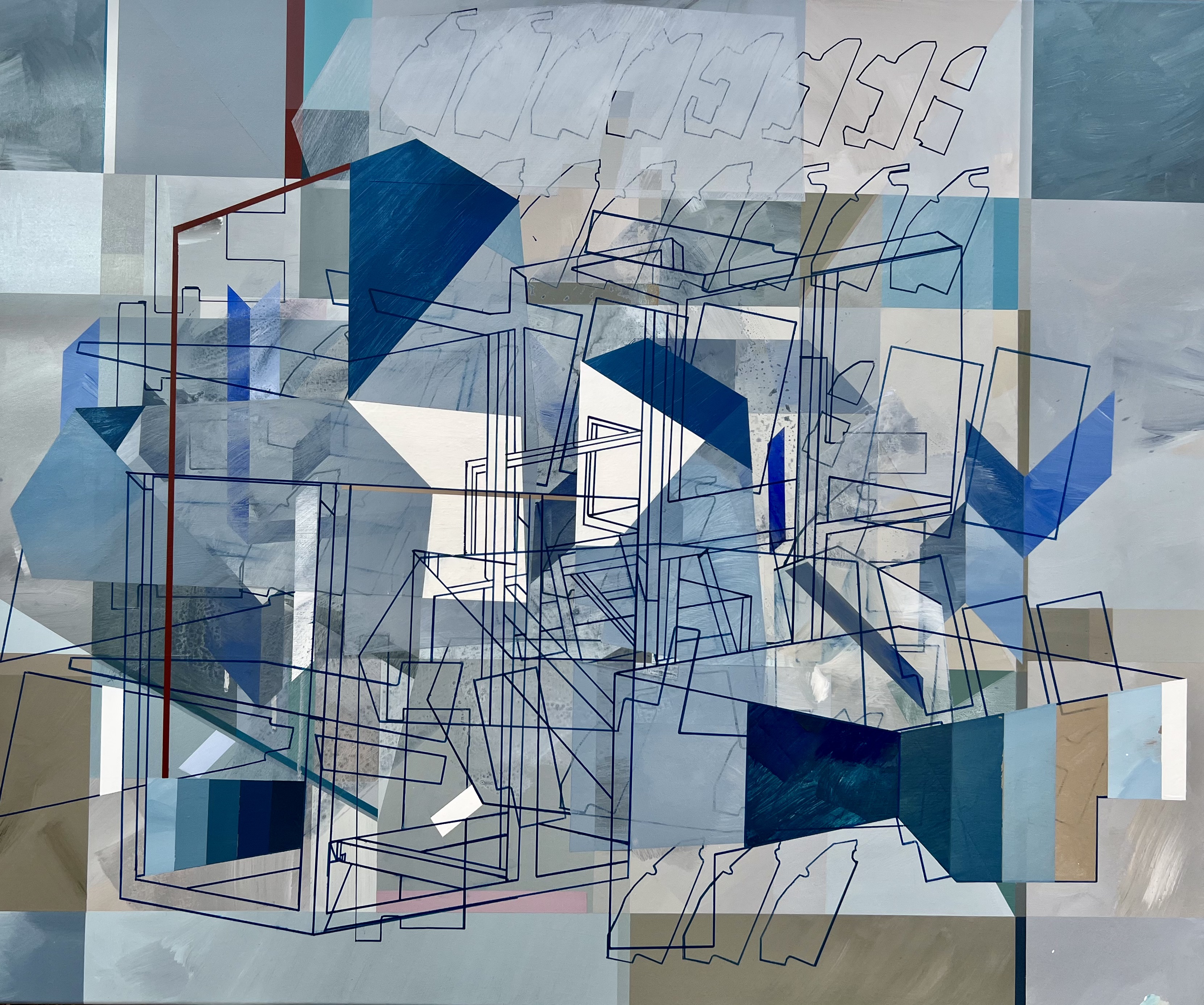 "Blue Lines" 2022 Técnica Mista Sobre Tela 100x120cm