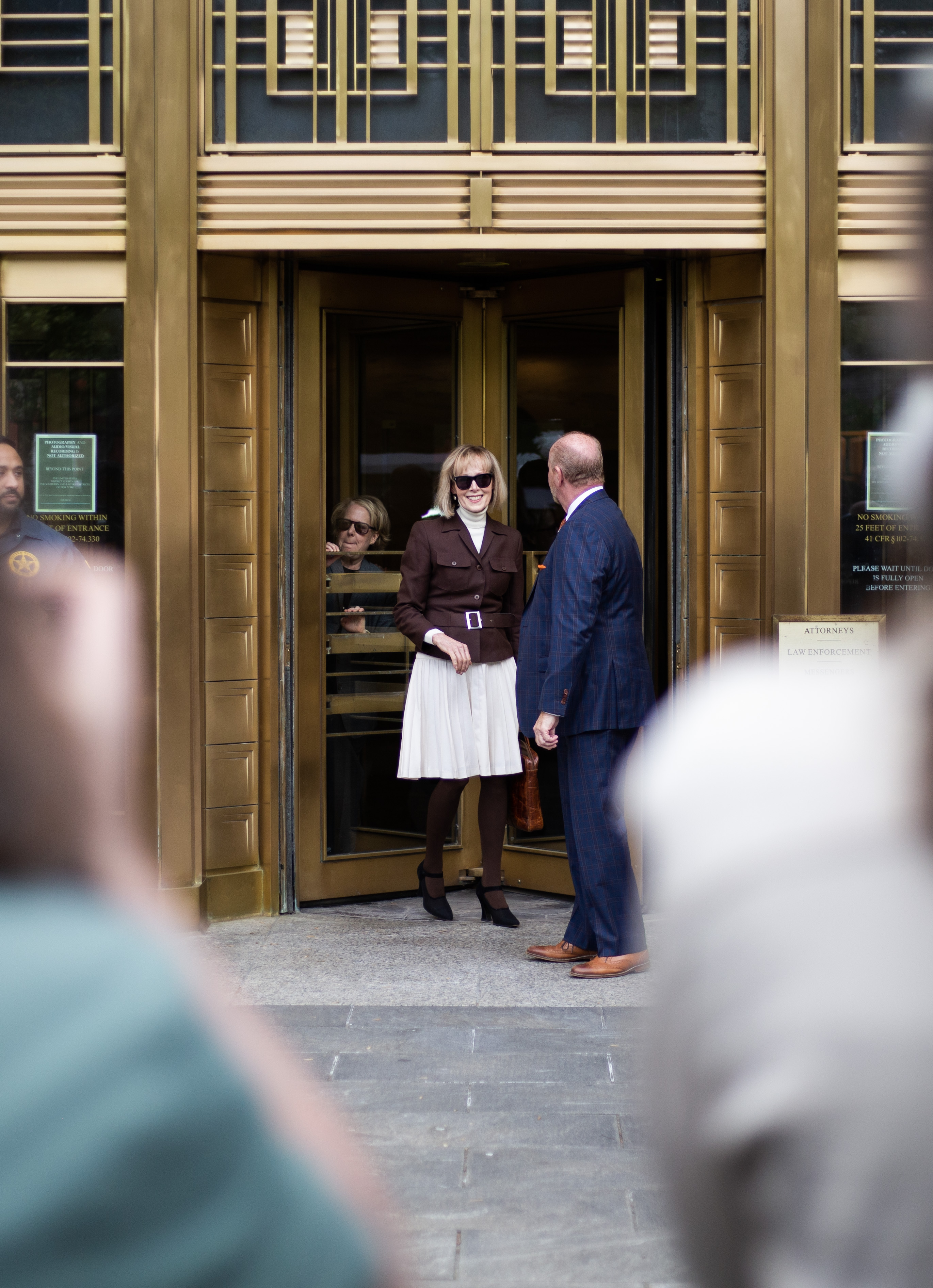 Writer E. Jean Carroll leaves the Southern District of New York federal courthouse Tuesday, May 9, 2023, after prevailing in her lawsuit against Donald Trump. A jury took less than three hours to determine Trump was liable for sexually abusing and defaming her, awarding $5 million in damages. (Molly Crane-Newman)