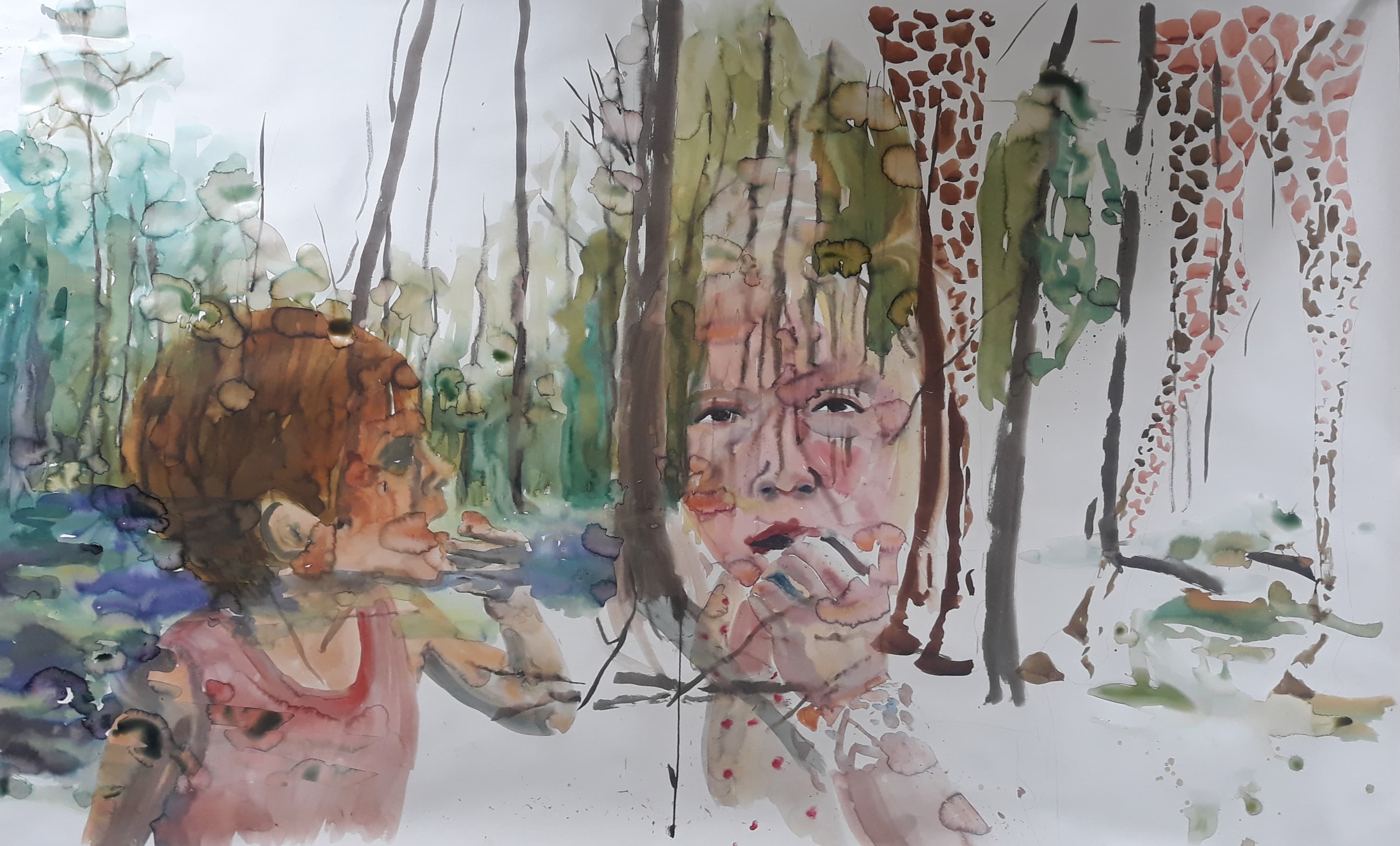 dans le bois, techniques mixtes, 120 x 180 cm, 2019