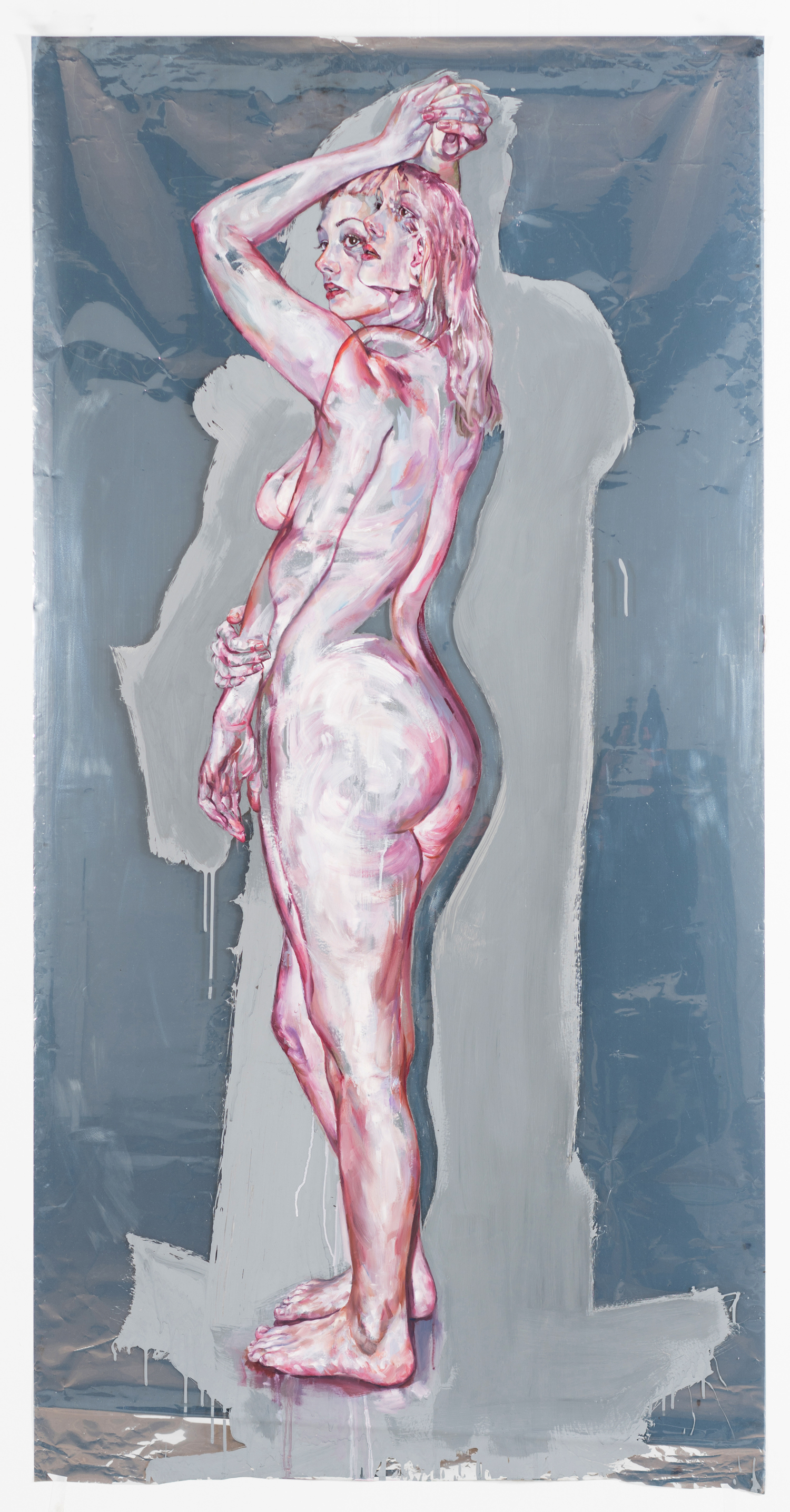 Askulloffoxes . OIL ON REFLECTIVE TINT. 2017 95 x 190CM