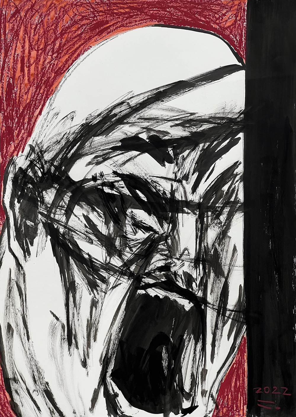 STOP IT, 2022, mixed media on paper, 78.8*54.5(cm)