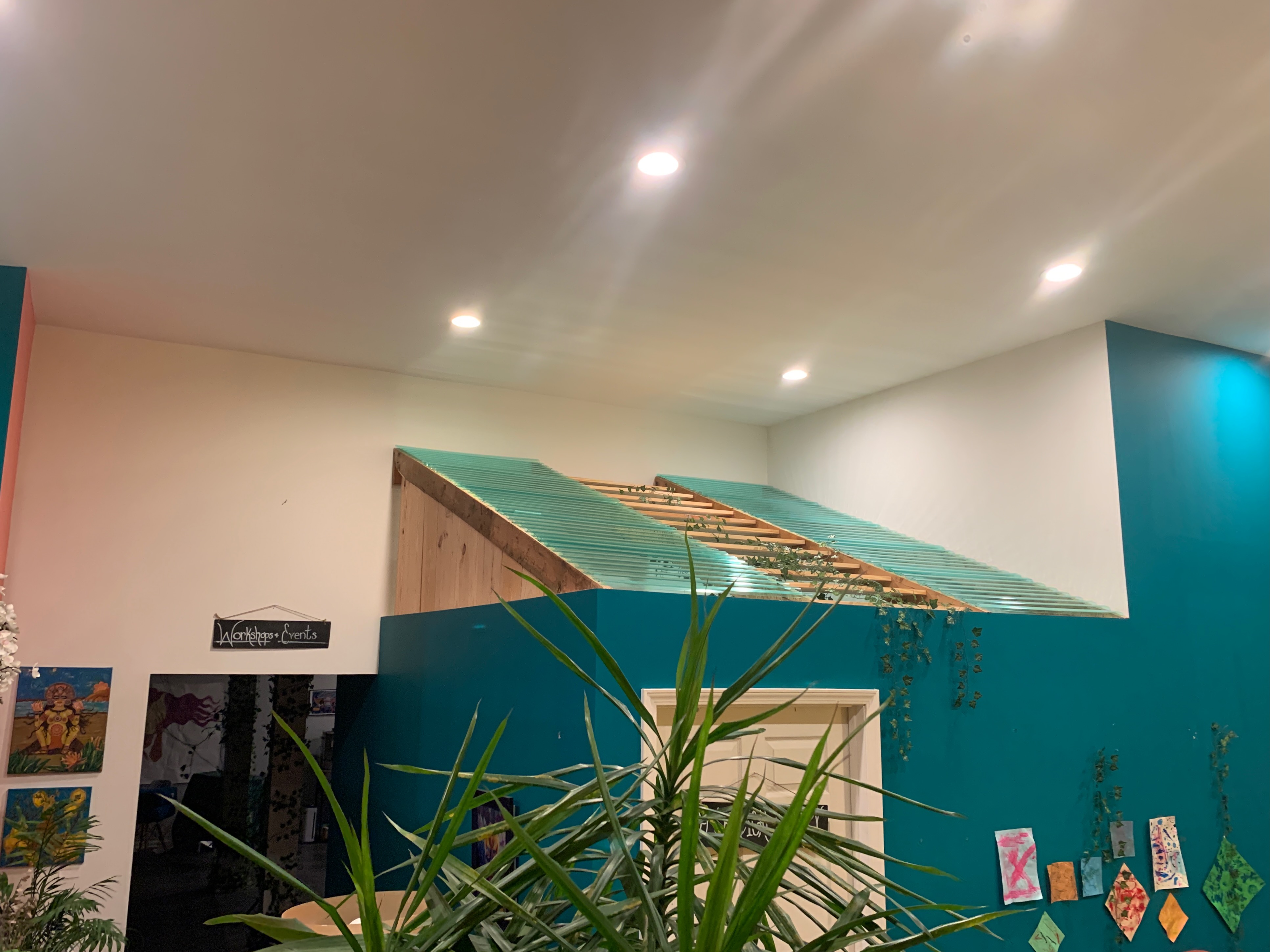 indoor roof to block sound, let in light