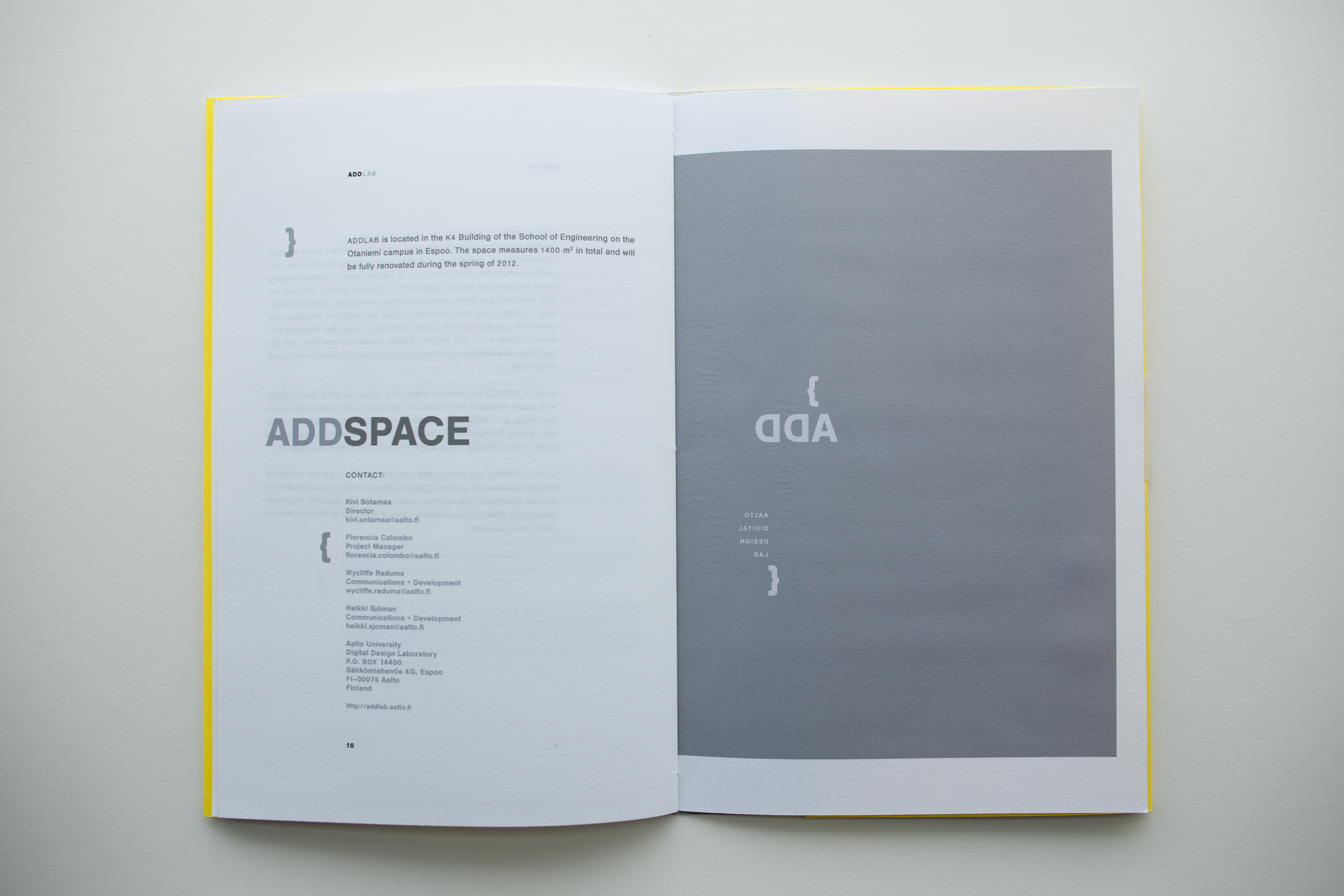 ADDLAB capabilities brochure, page spread