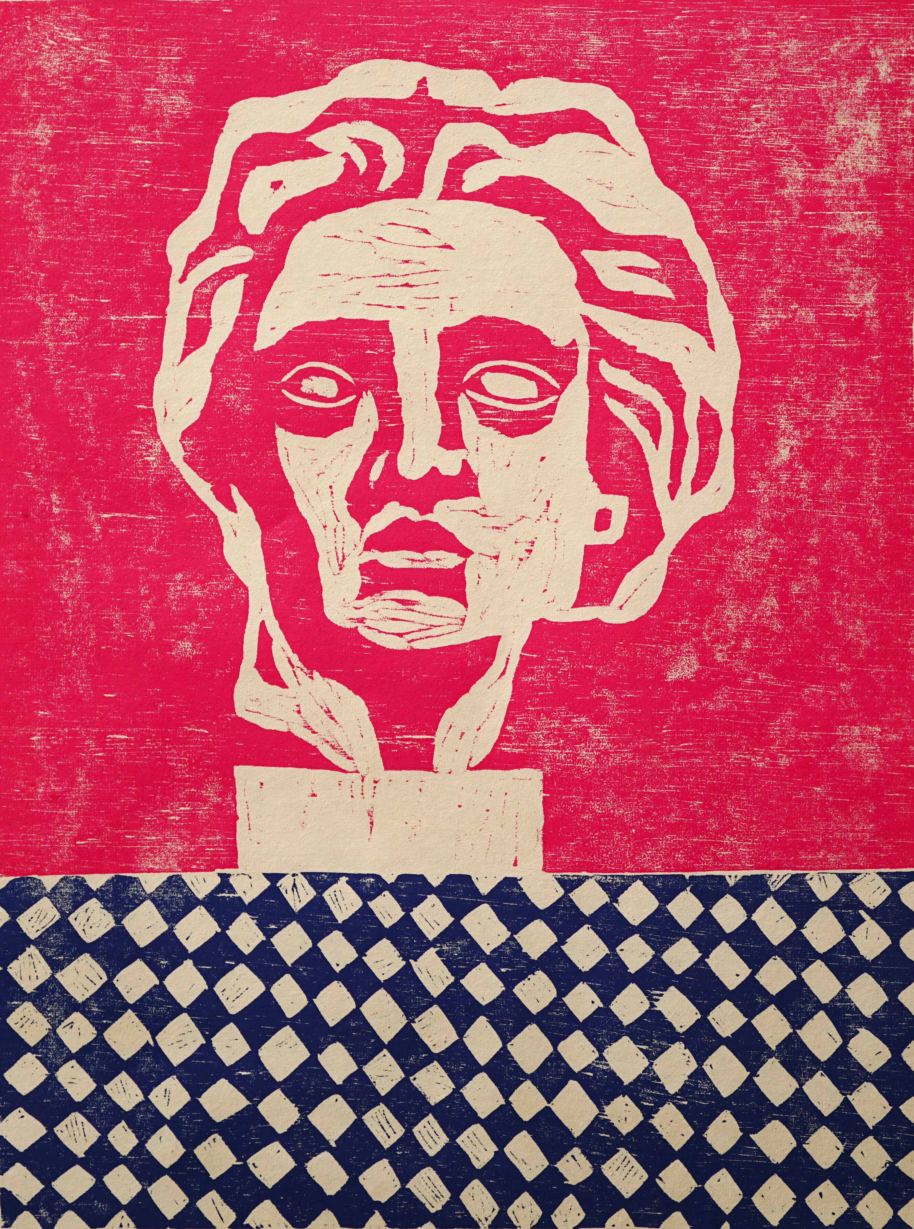 Picnic of the Mind, two-layer woodcut