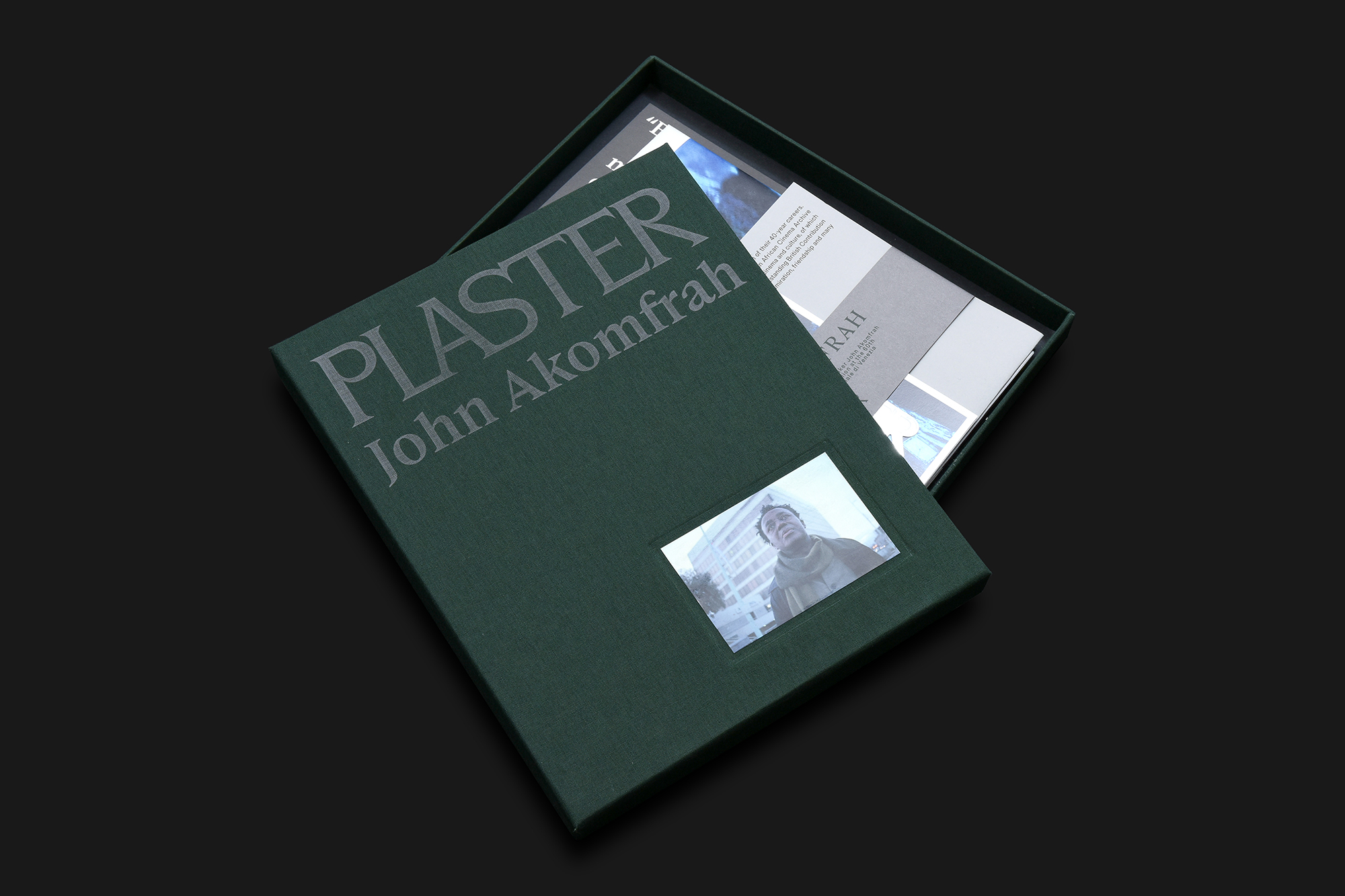 Plaster magazine (2024) A box of ephemera, made as a special limited edition issue, to coincide with the opening of Sir John Akomfrah’s pavilion at the Venice Biennale. Designed with creative direction from Finn Constantine and David Spence.