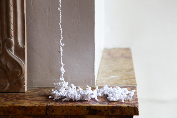 Untitled (from Berlin to Lyon) (detail), 2011, Site-specific artwork, yarn, variable size