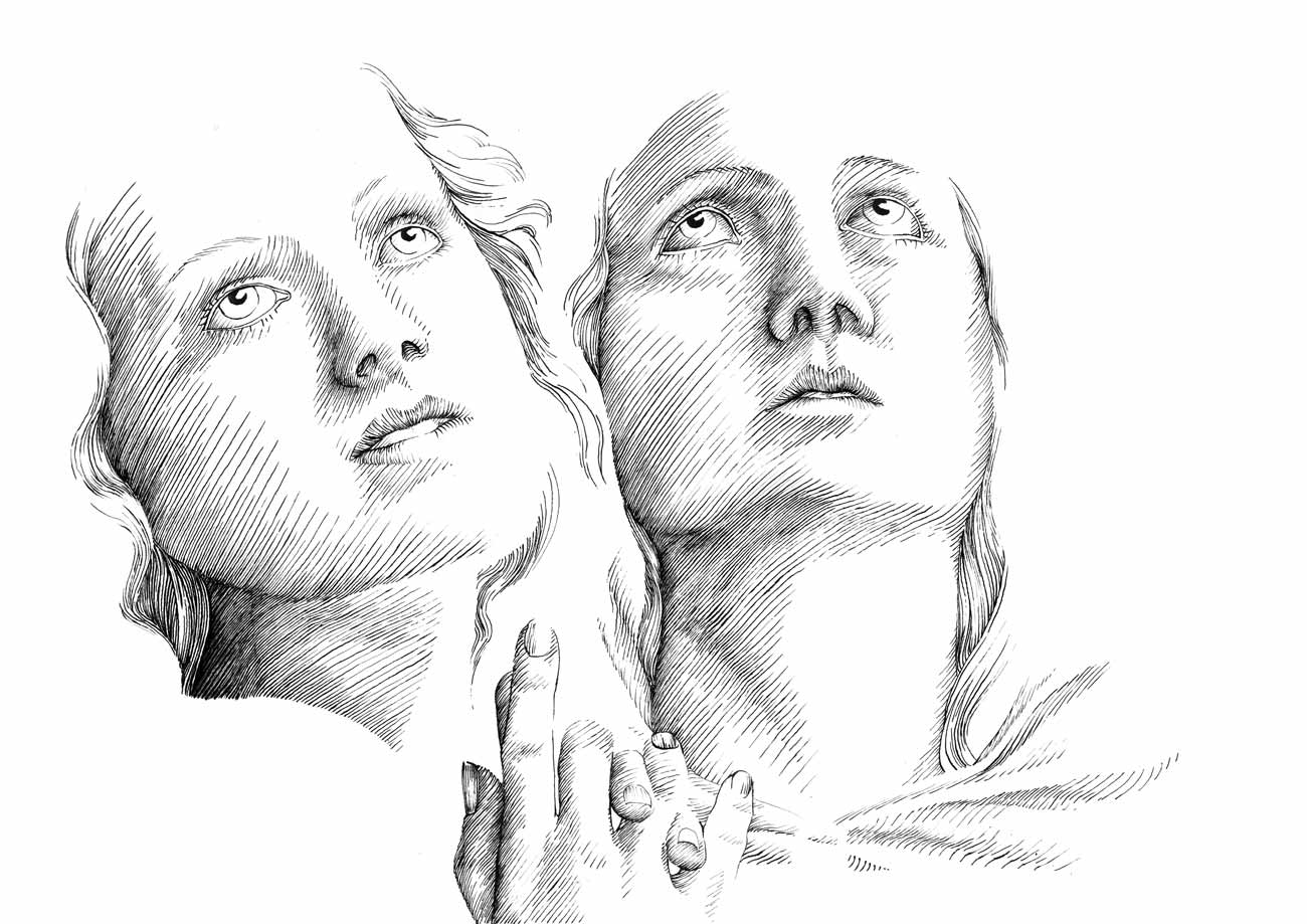 Titian x Hollywood, 2017, ink on Bristol board, 21 x 29.7 cm.