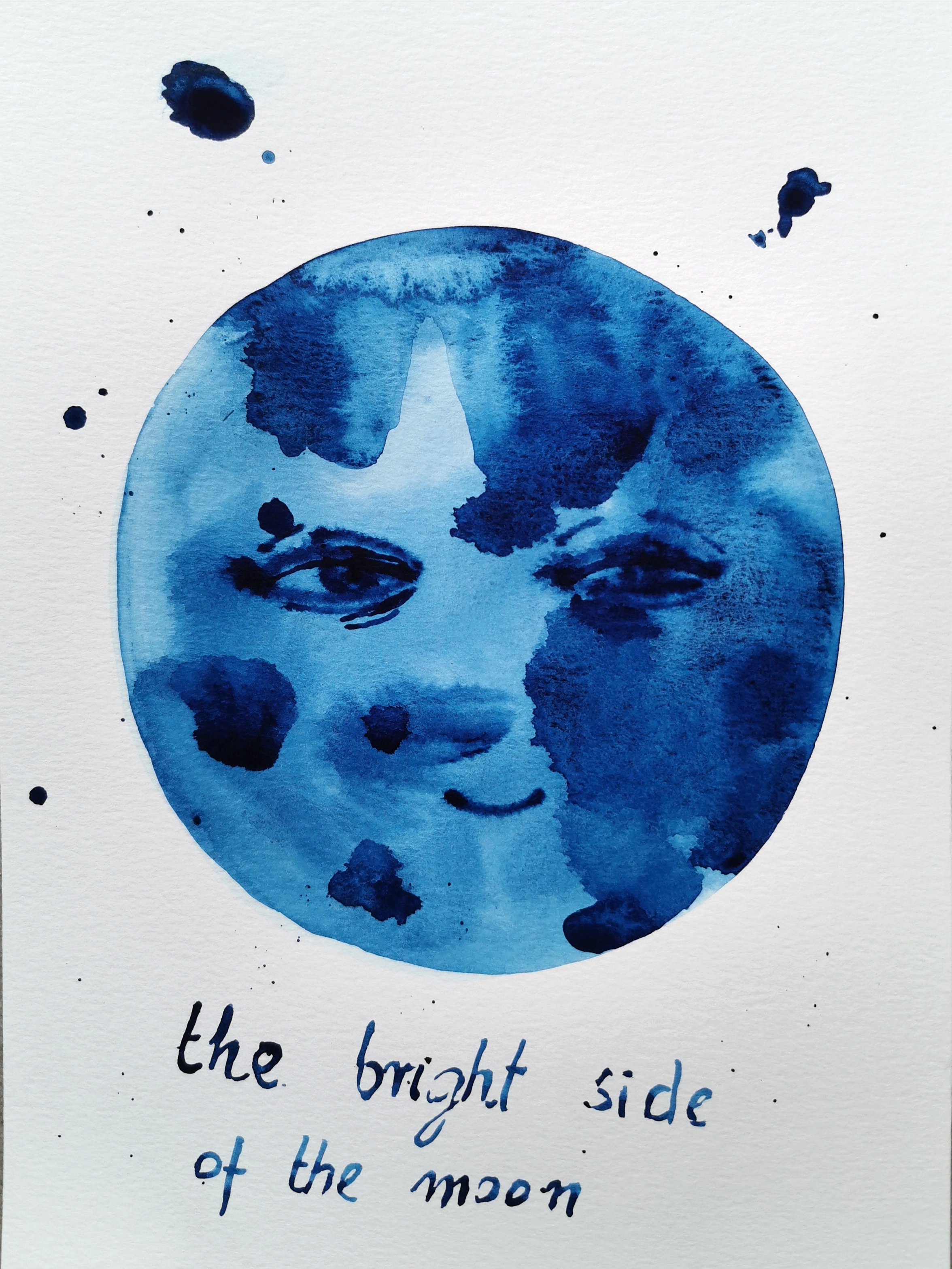 Moon, watercolor on paper, A4, 2022