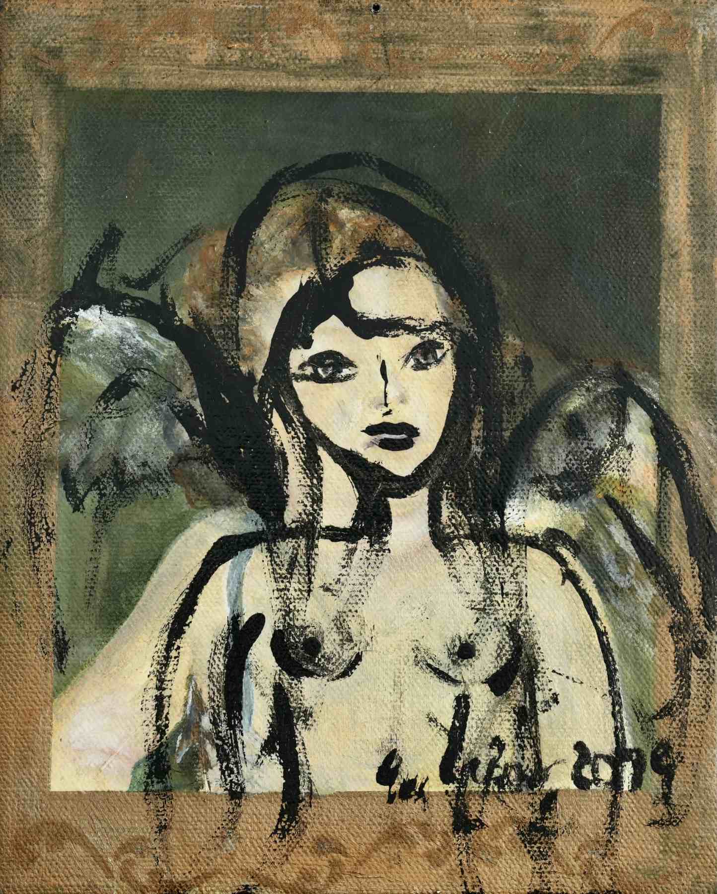 eva gessner angel on an angel in green