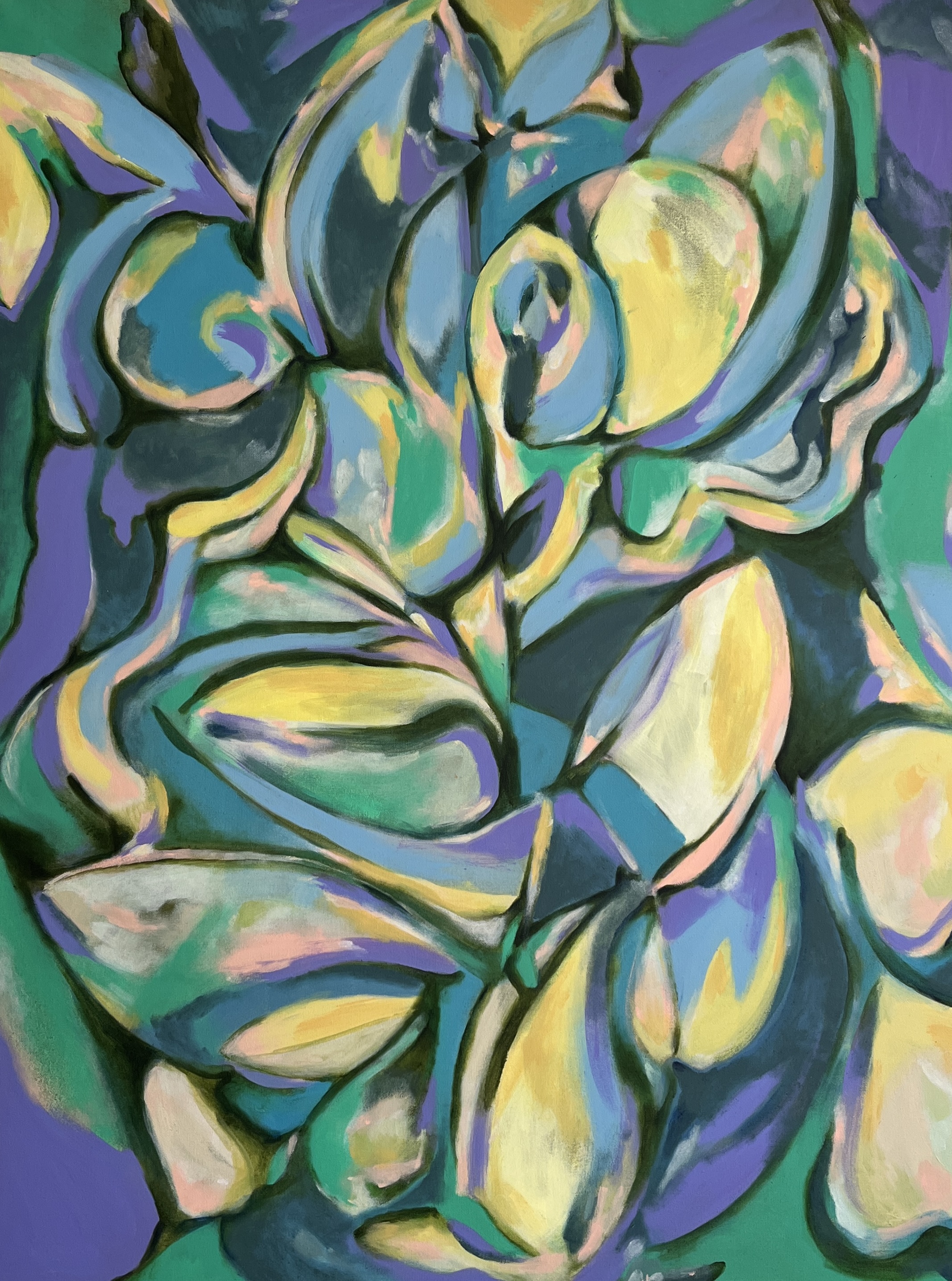 picnic symphony, 30x40 acrylic house paint flashe on canvas.