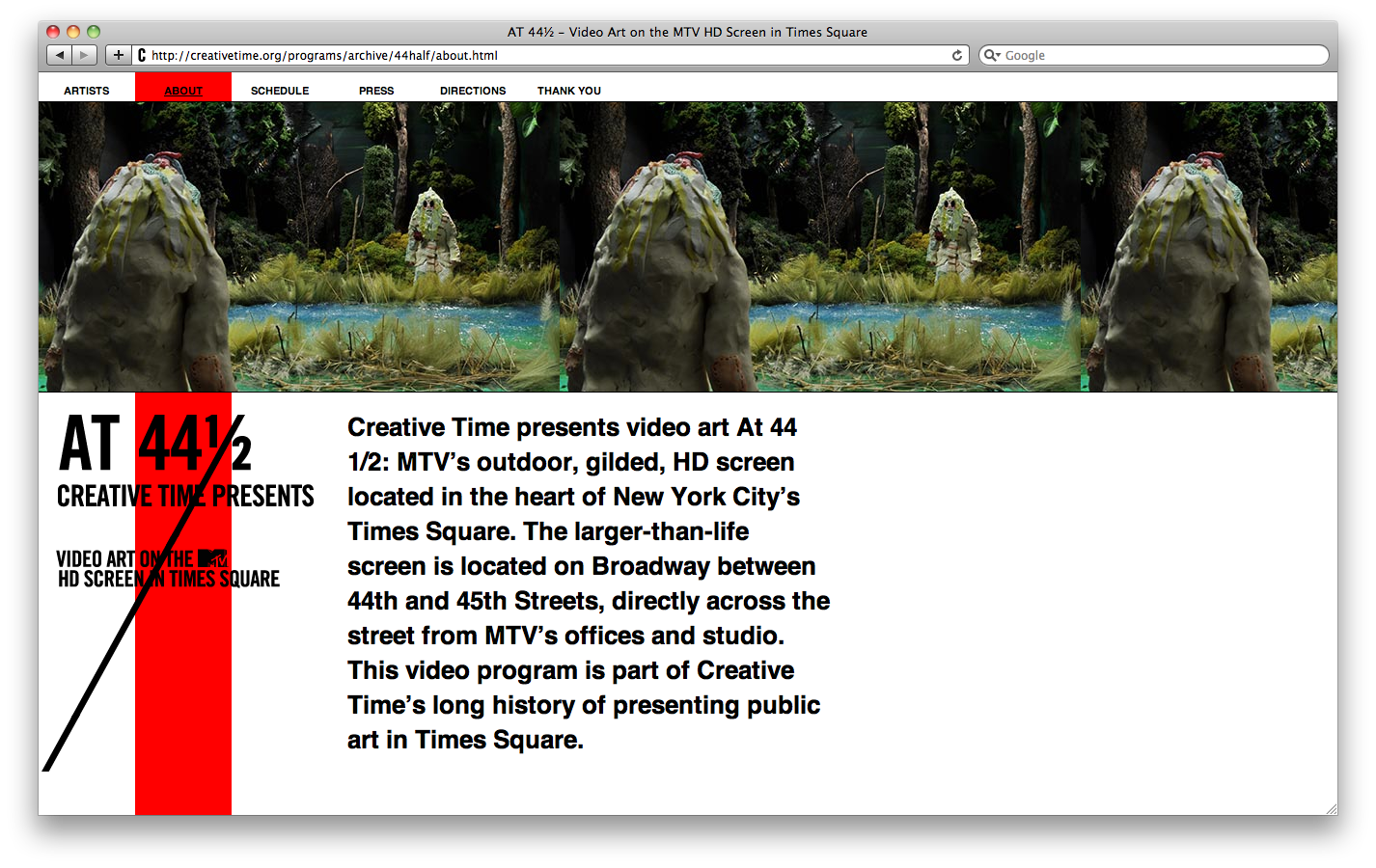 At 44 1/2: Video Art on the MTV HD Screen in Times Square