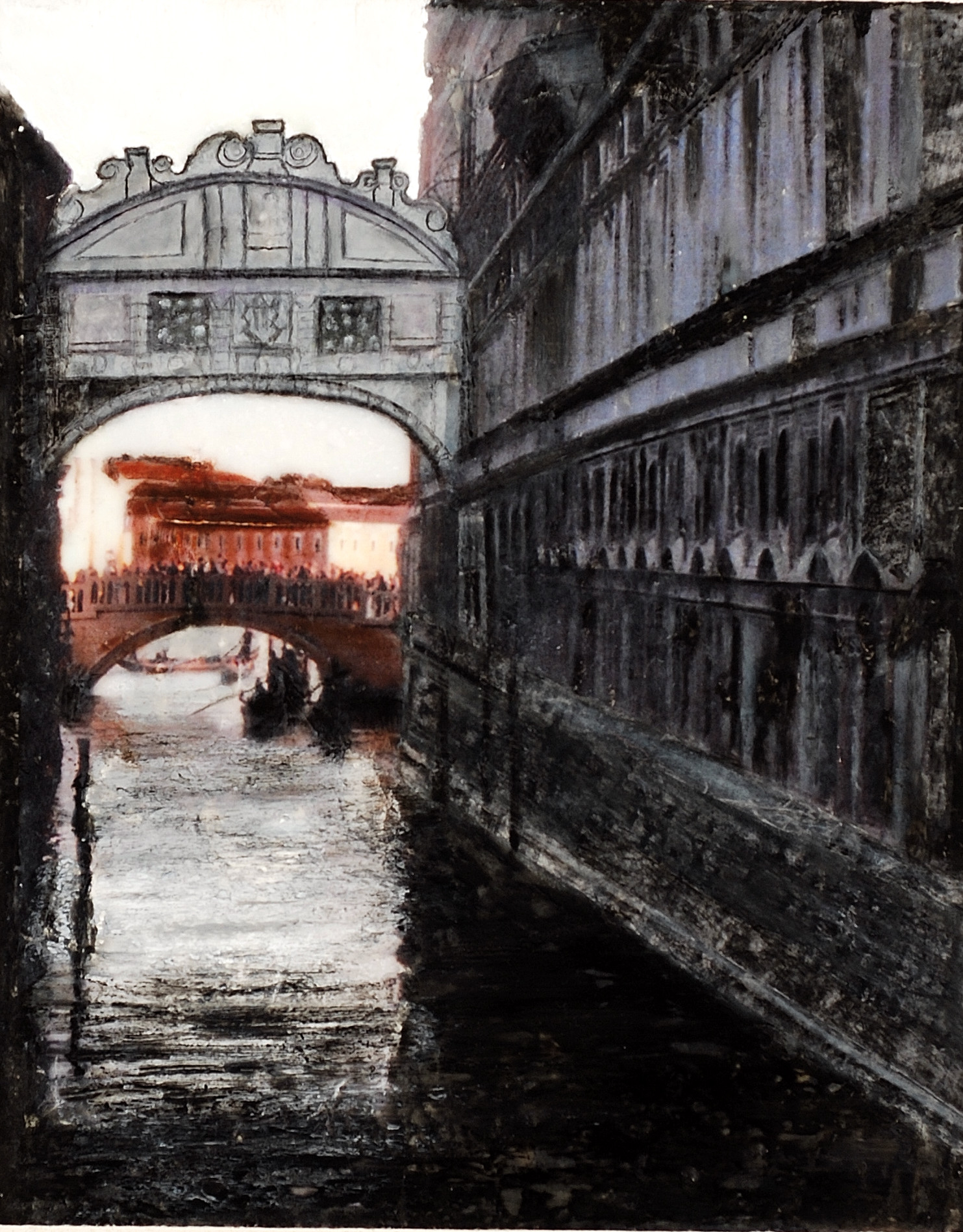 Bridge of Sighs, 2018, encaustic and mixed media, 10 x 8 inches