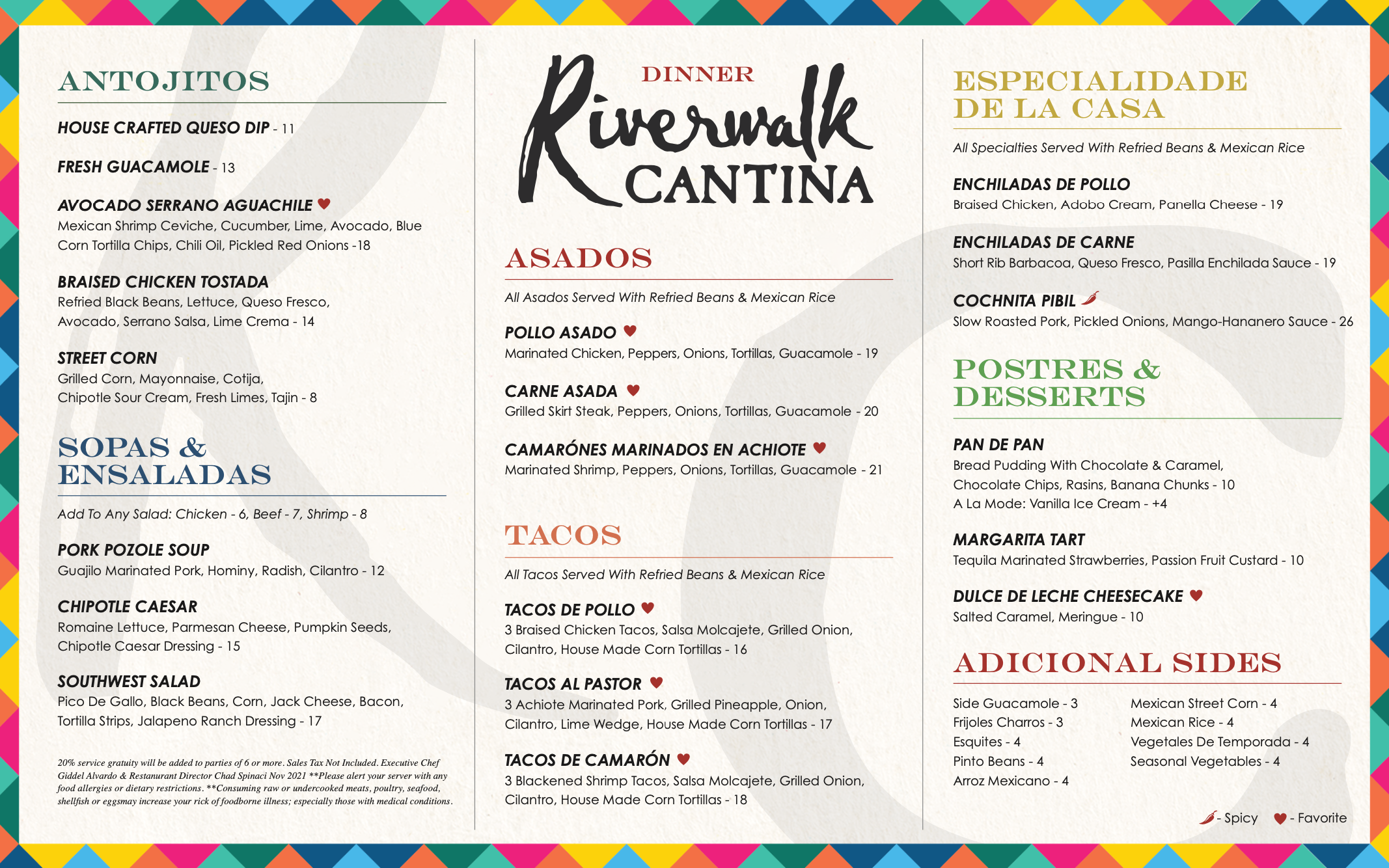 Riverwalk Cantina Menu