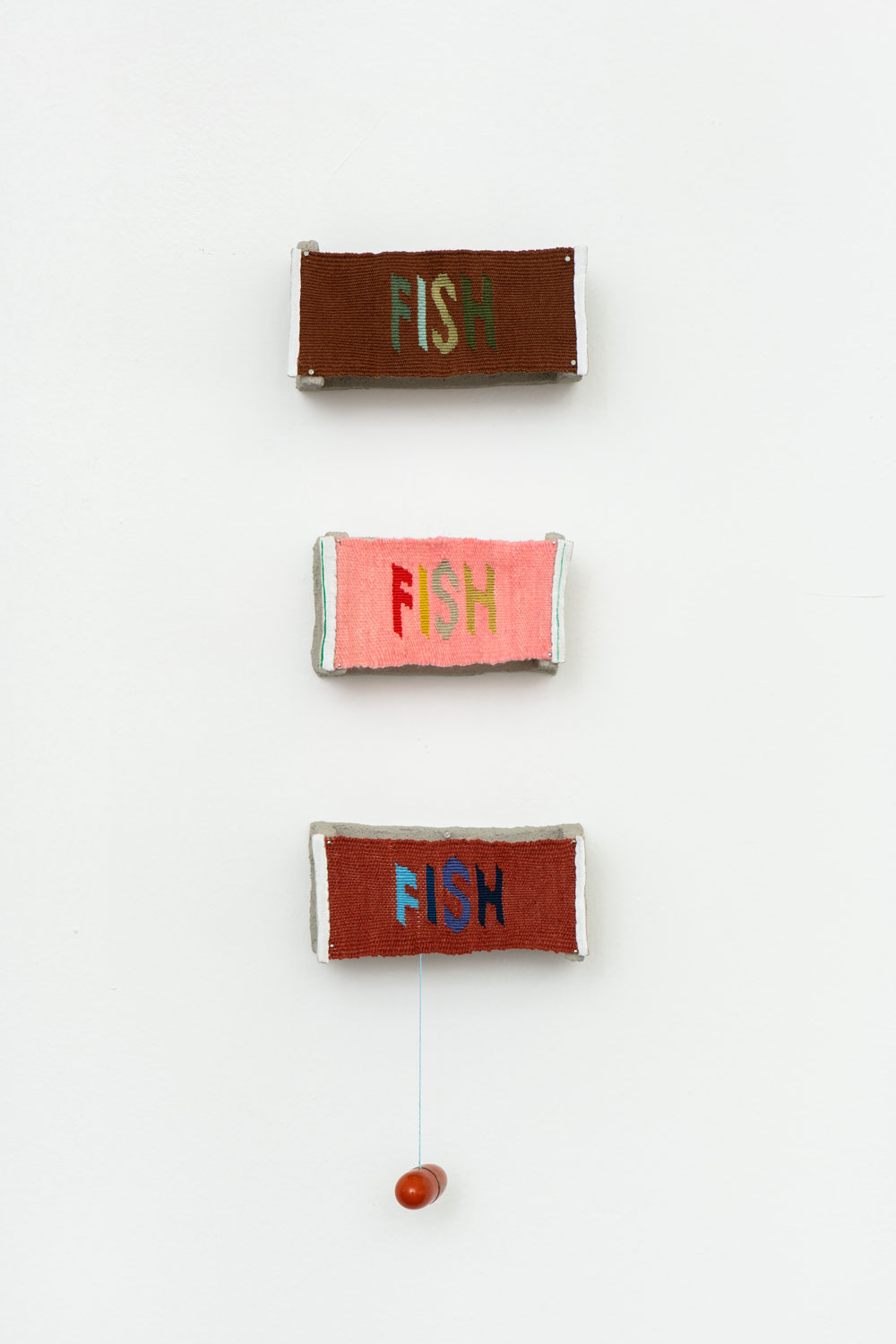 Untitled (fish, brown), 2022; Untitled (fish, pink), 2022; Untitled (fish, brick), 2022
