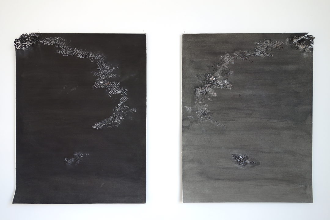 Christine Wallers– AR + AM – sumi ink and graphite on paper with hand-rendered cuts