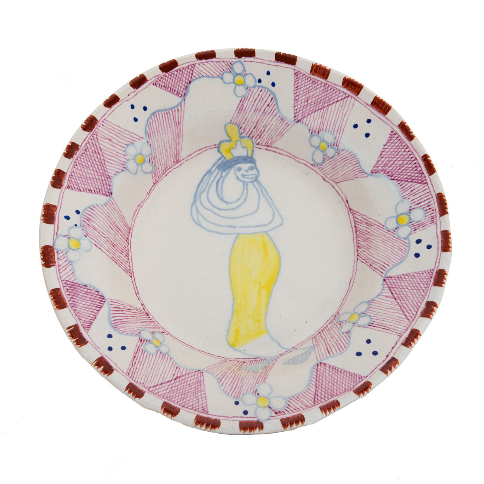 A happy princess wanders through her palace, 20.4.2015Glazed ceramic stonewareDiameter 25cm