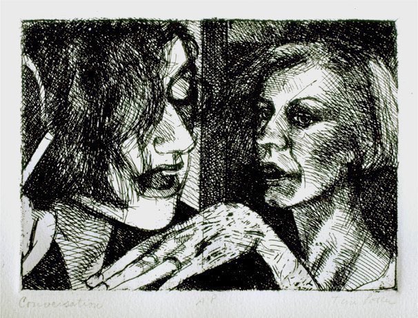Conversation 1990etching 4x6”