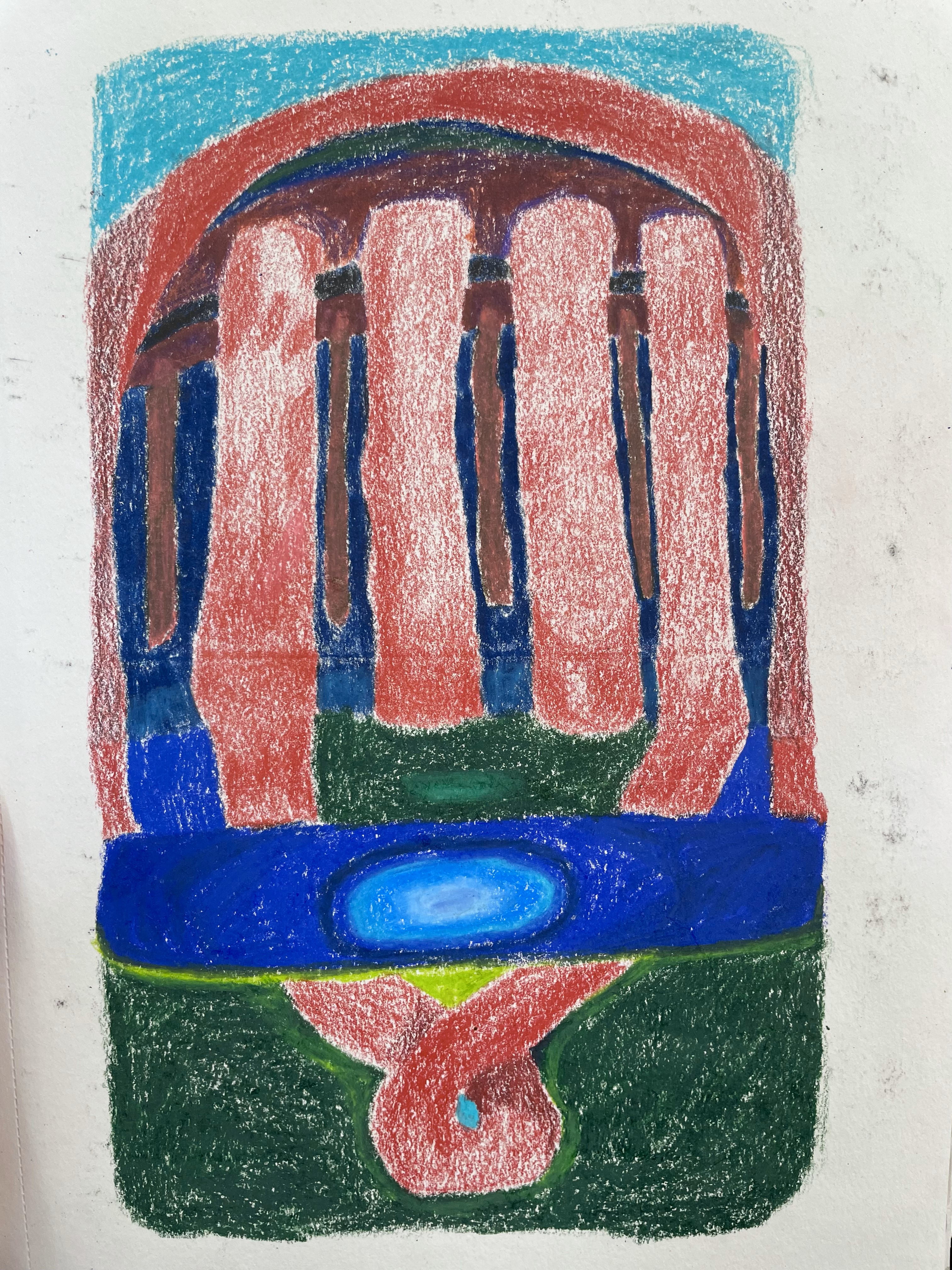 aqueduct container, colored pencil, 2022