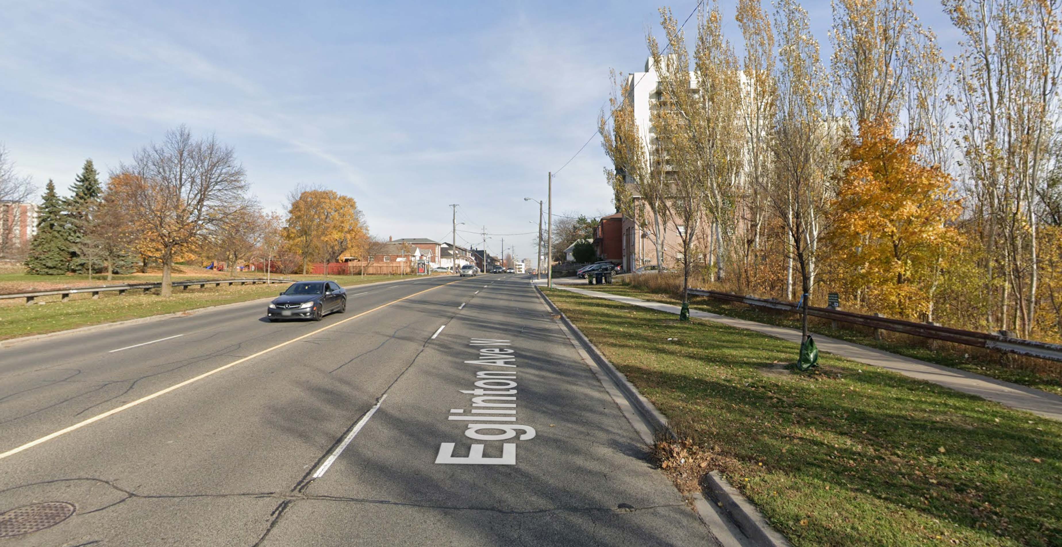 Looking East towards Mount Dennis where bike lane terminates