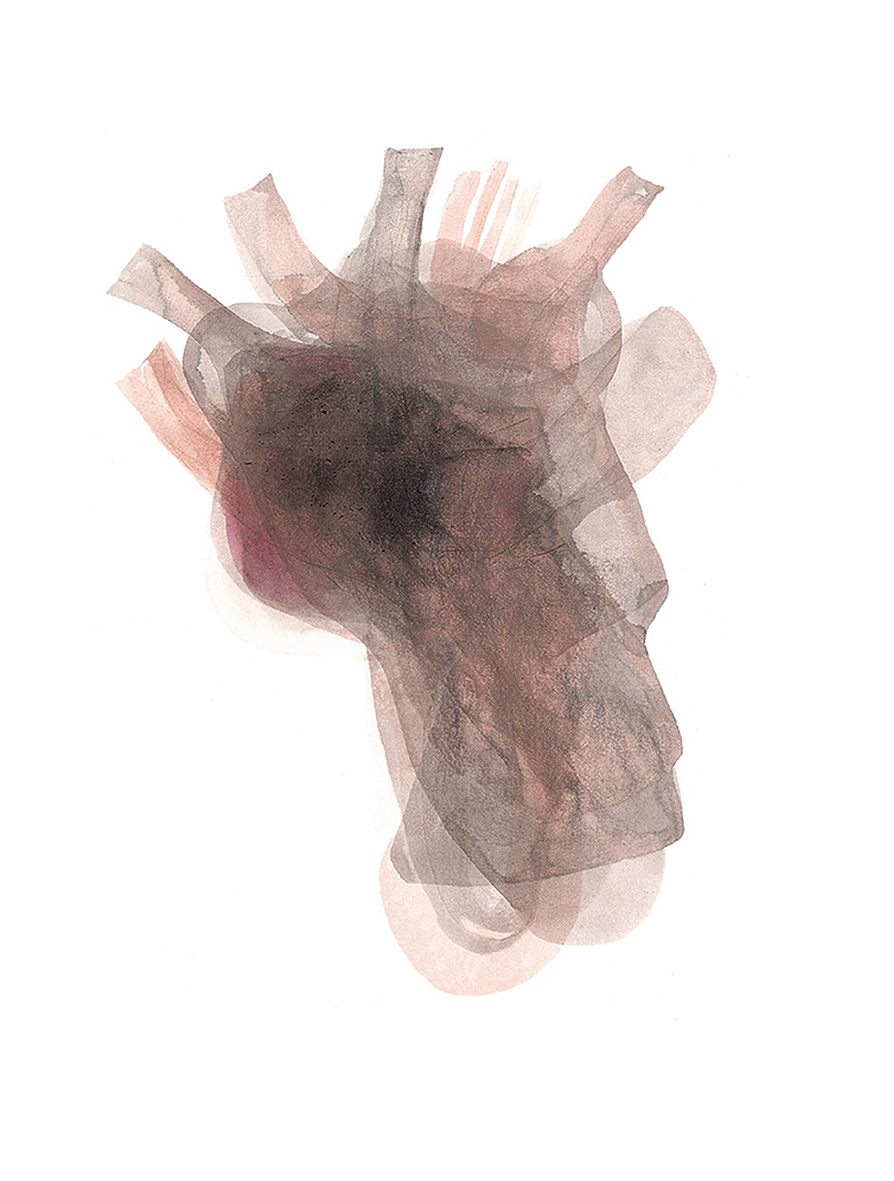 Heart II; #64, 2020, Acrylic on Paper, 38x28 cm.