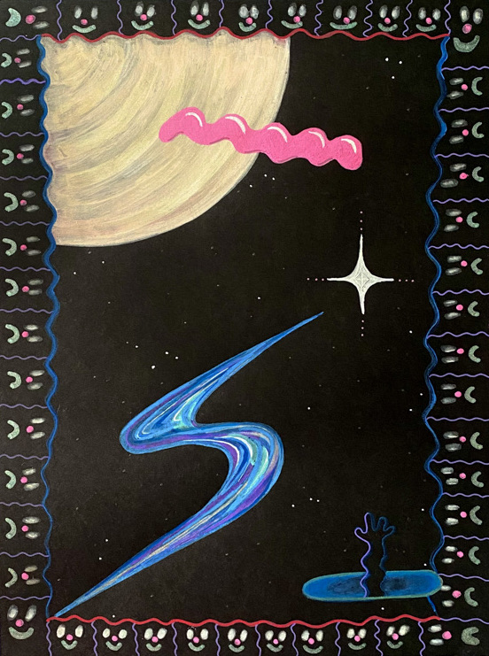 Ok baby, it’s your trip…, 2020, acrylic on paper, 9x12"