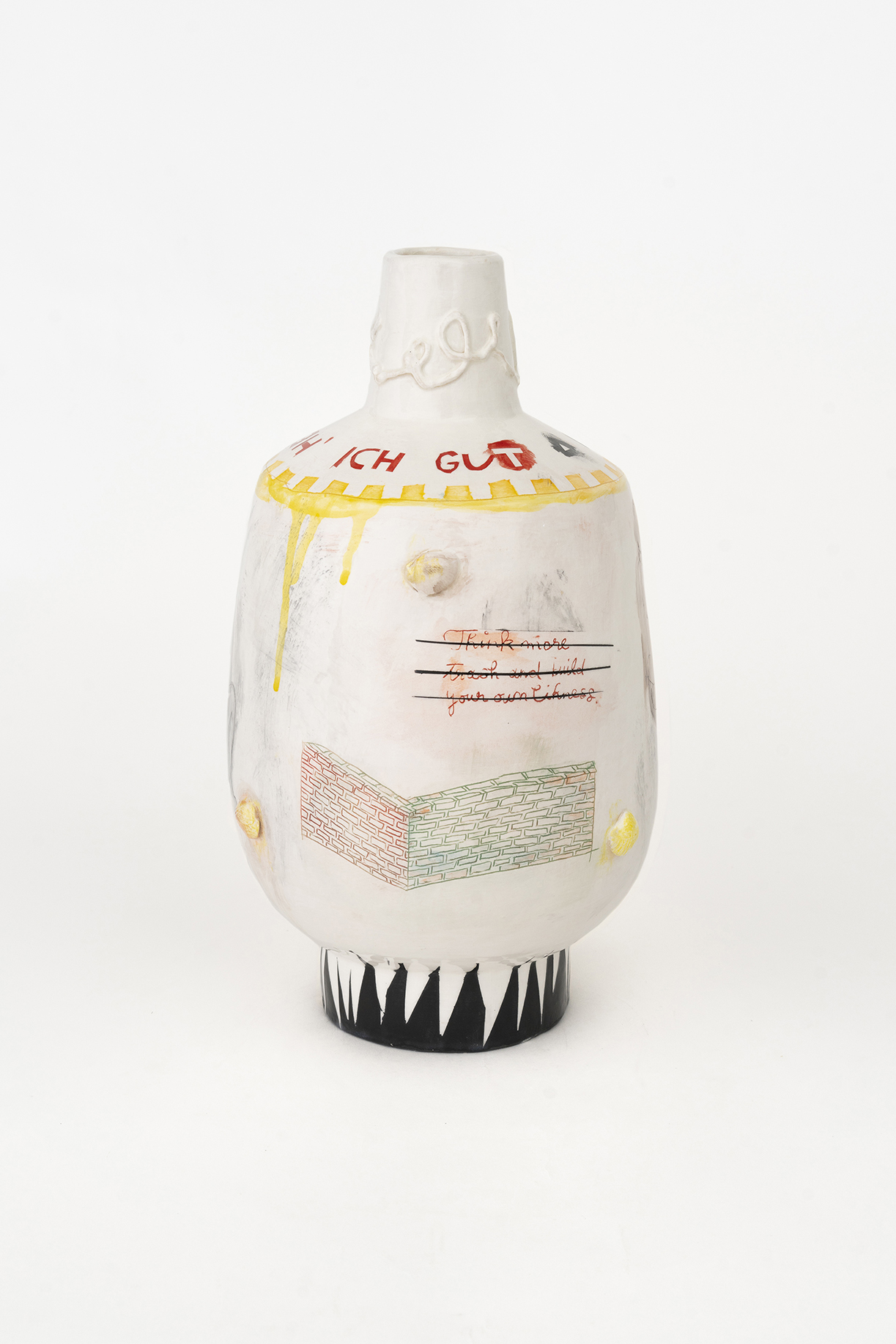 At the bottom of my heart No 12, 2024  Hand-built, stoneware with engobe, transparent glaze, 18 &Oslash; x 35.5 H cm