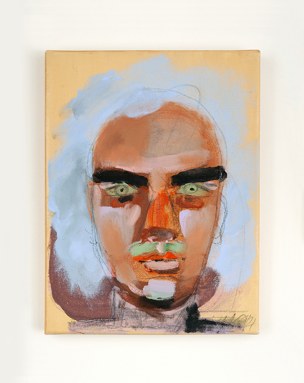 'Man like a cat' 2021 – 27 x 35 cm, acryl paint and graphite pen on canvas