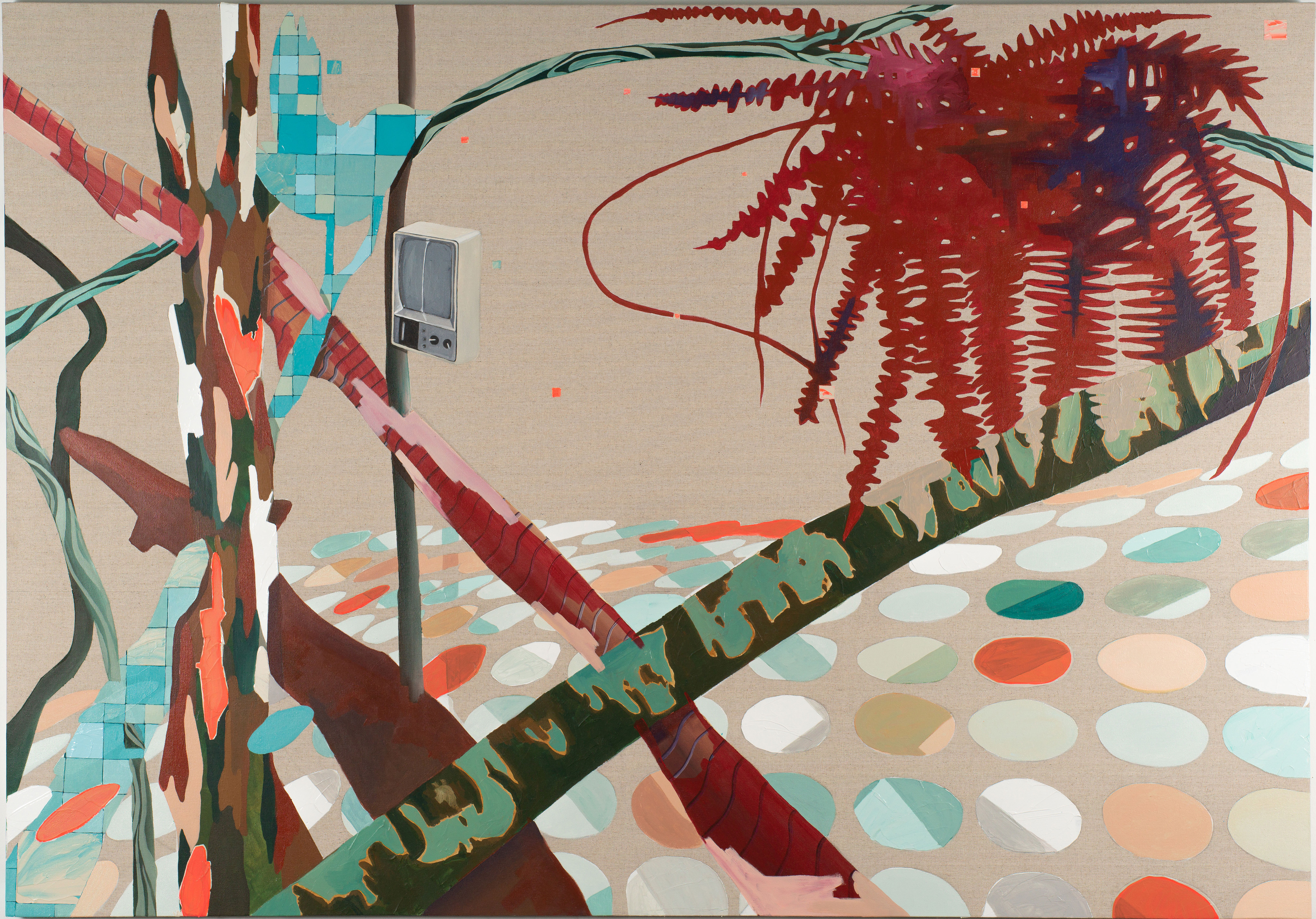 Metapaisagem número VI, 2023. Acrílica e óleo sobre linho, 140 x 200 cm.