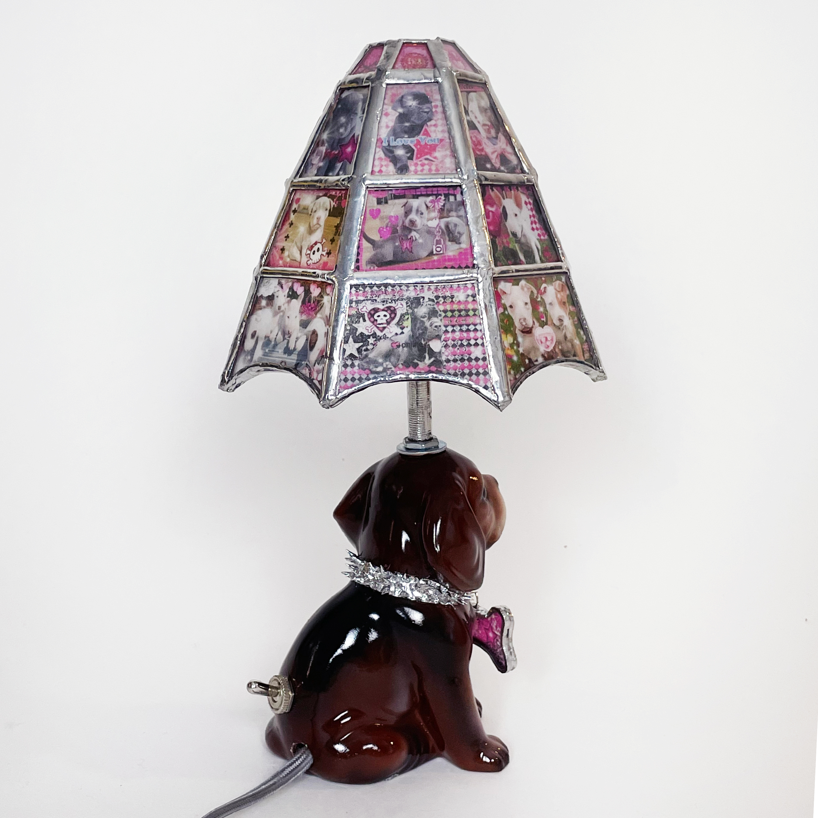 Stained glass on sale dog lamp