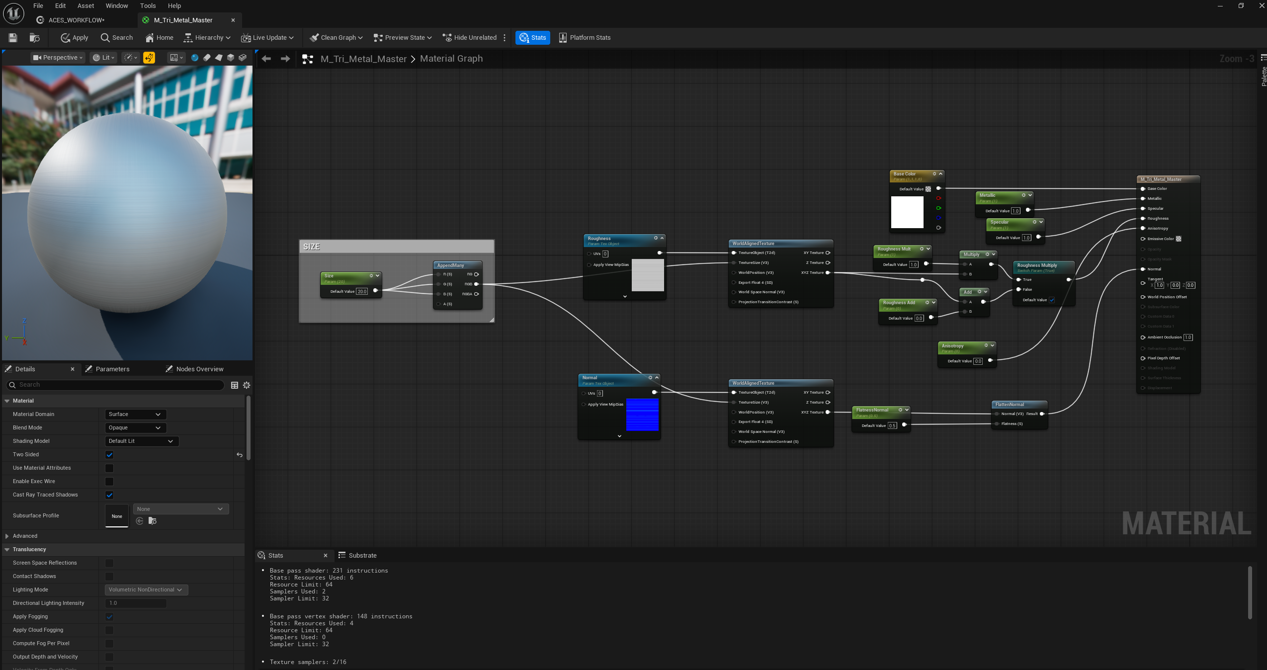 Tri-planar master material setup
