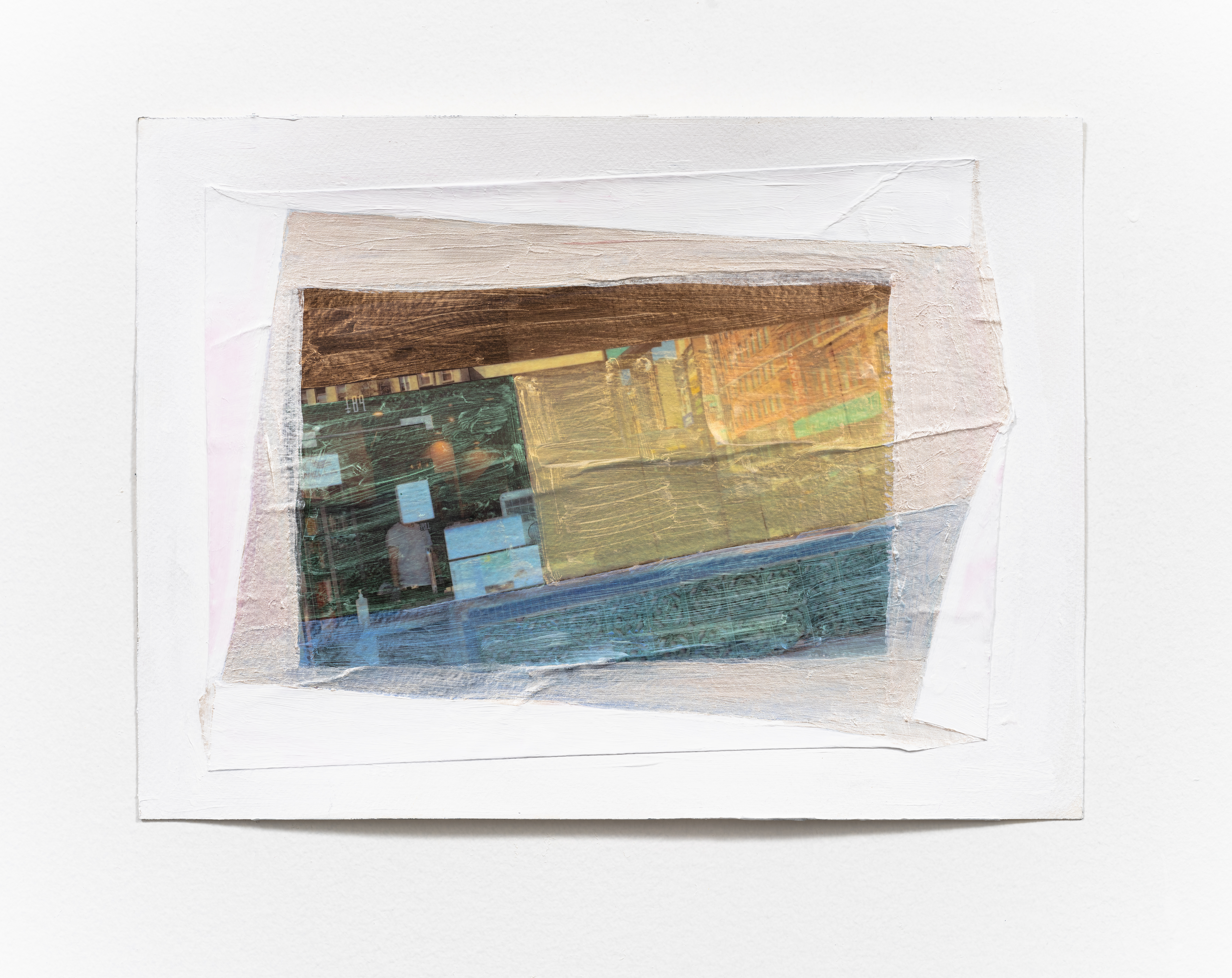 Screen, 2023, 9 x 12 in, Acrylic and printed photograph on Arches paper