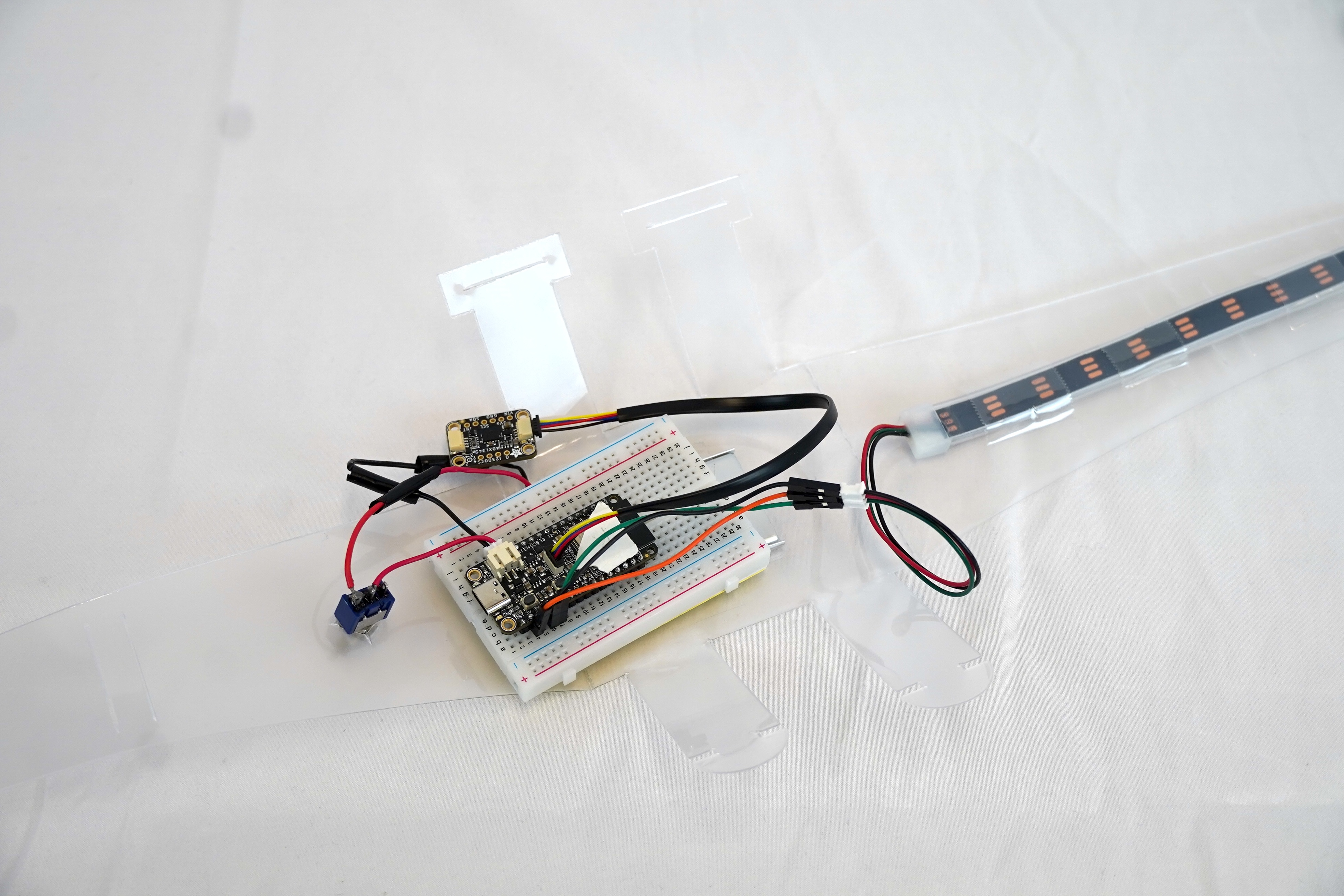 Closeup shot of the microcontroller within its cradle.