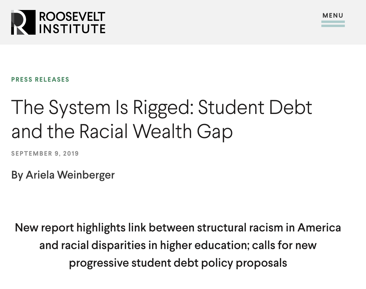 2019, Published by Roosevelt Institute