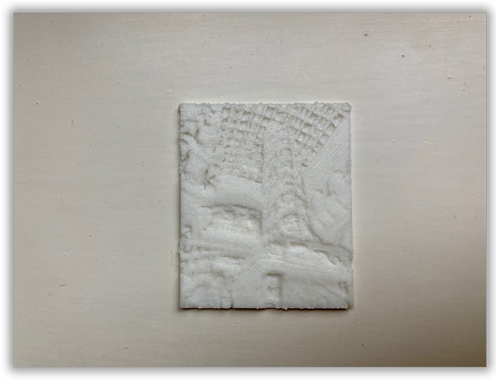 3D printed panel of the cast courts at the V&A. Fleur Elkerton