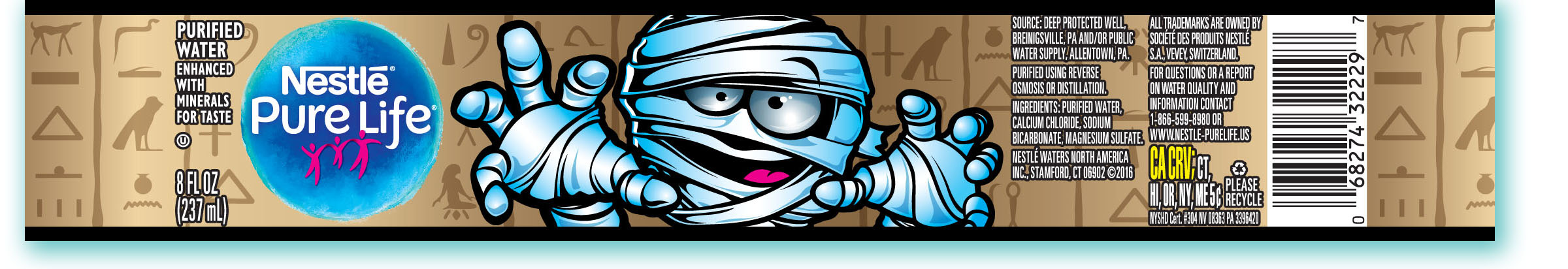 Nestle, water, bottle, Halloween, monsters, Mummy, cartoon, comic, cute, kids, scary, fun, funny, art, social media, Ted, Johnston, Creative, Studios, creative, director, illustration, illustrator, artist, advertising, marketing